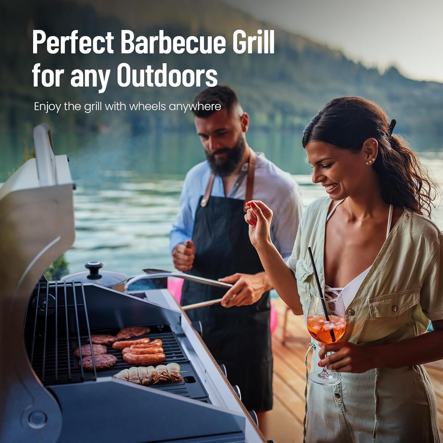 4-Burner BBQ Propane Gas Grill, 42,000 BTU Stainless Steel