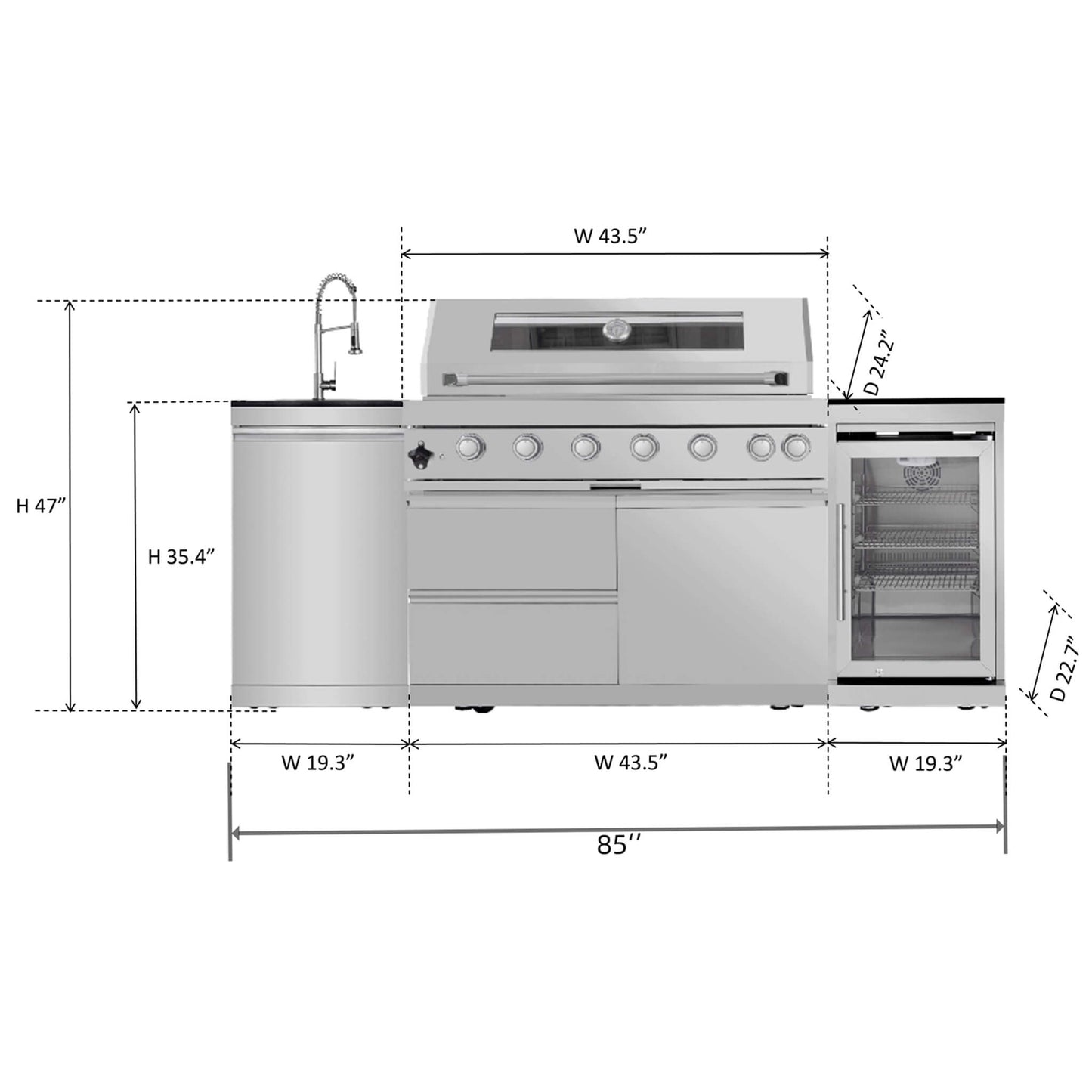 Stainless Steel Outdoor BBQ Kitchen Island Grill
