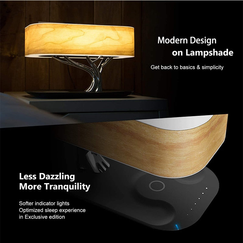 Modern led table lamp for bedroom dimmable Bluetooth Speaker phone Charger wireless