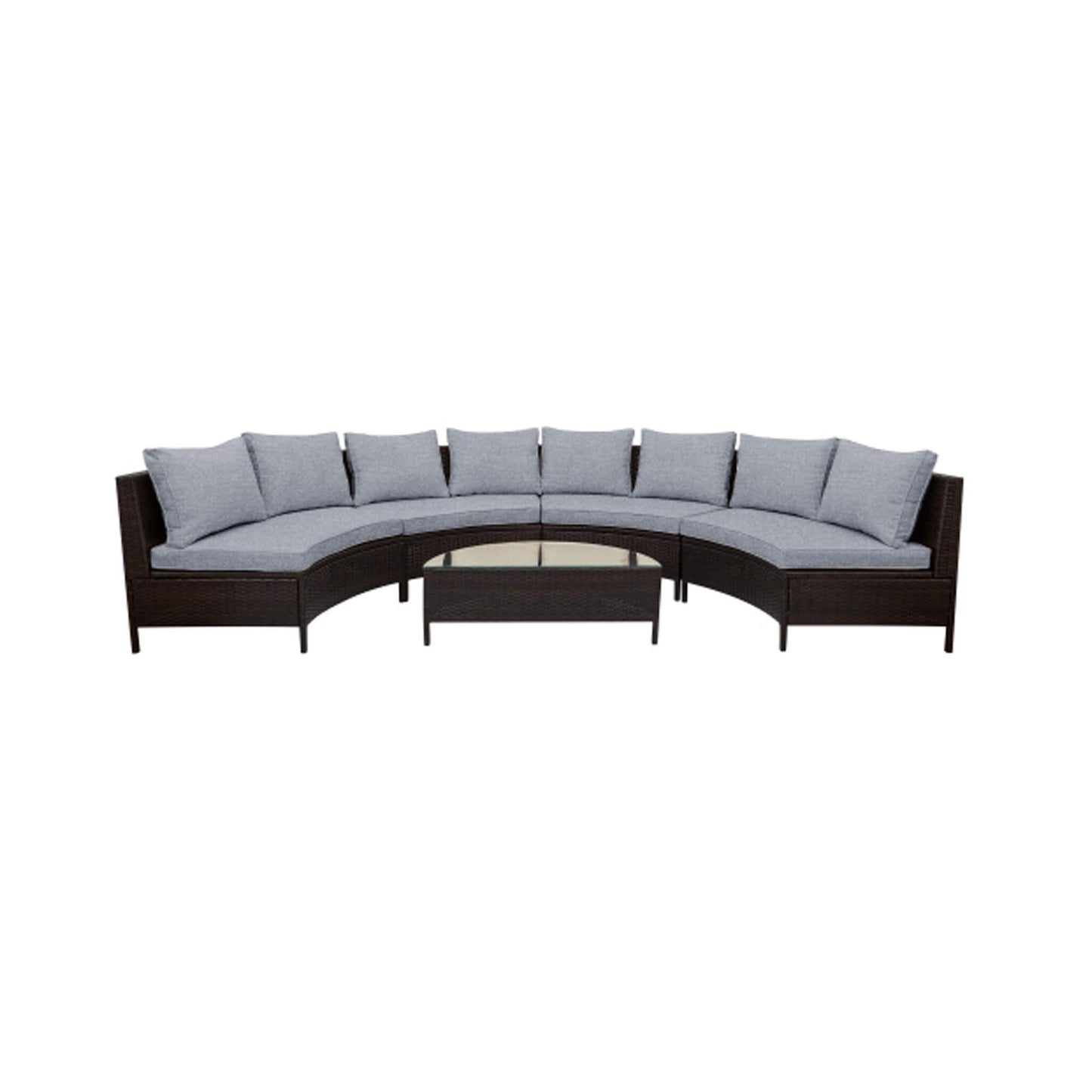 Premium 5-Piece All-Weather Half-Moon Outdoor Rattan Wicker Patio Sectional Sofa