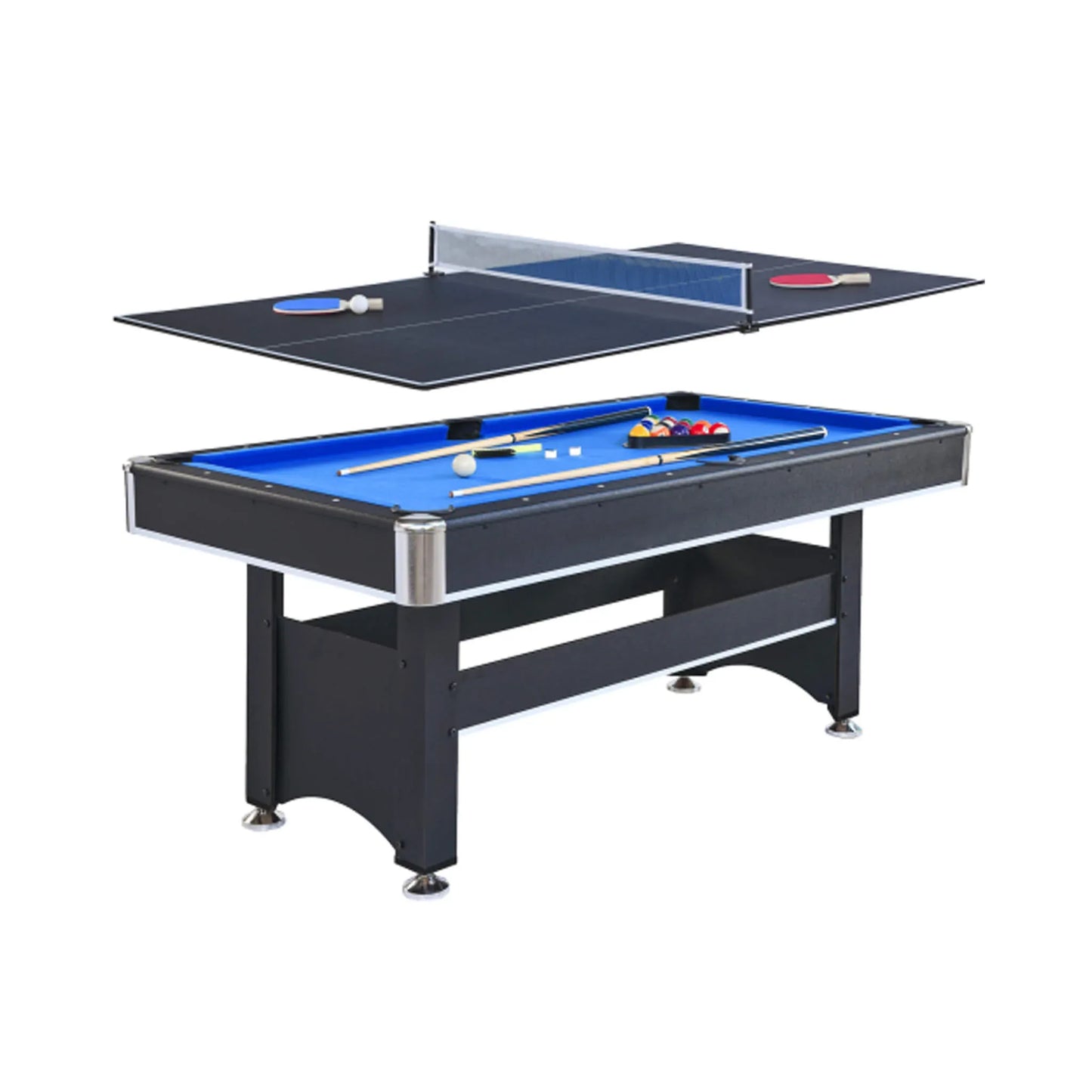 6ft-premium-wooden-multifunctional-pool-table-with-table-tennis-top-blue-sak62751-white-background - shoponestop.store