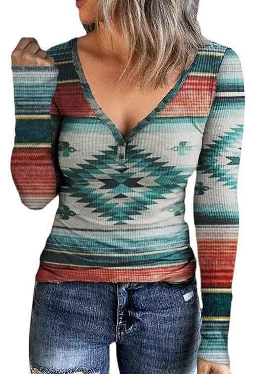 Tribal Roots V Neck Pullover
