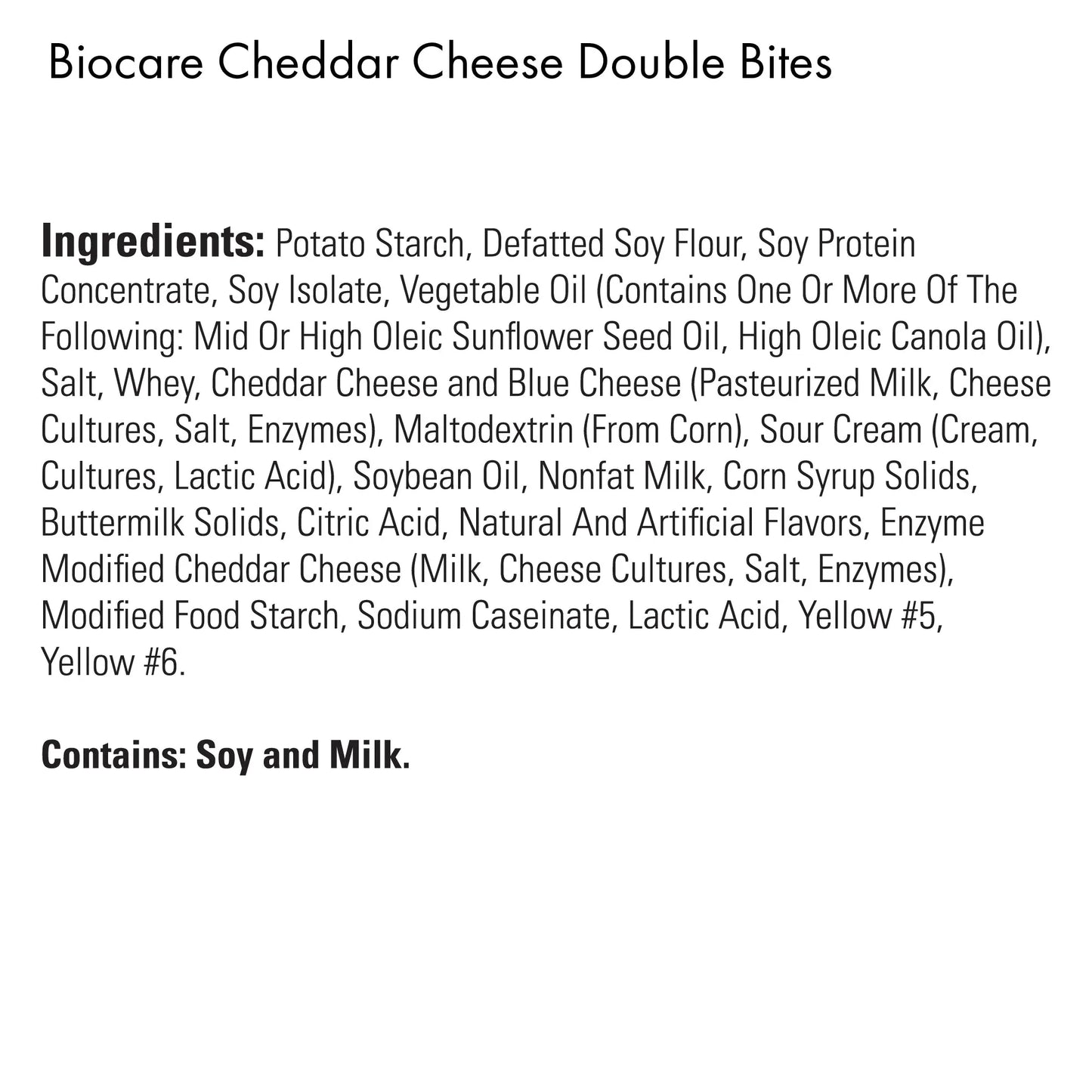 BiocareHighProteinCheddarCheeseDoubleBitesCrispsIngredients - shoponestop.store