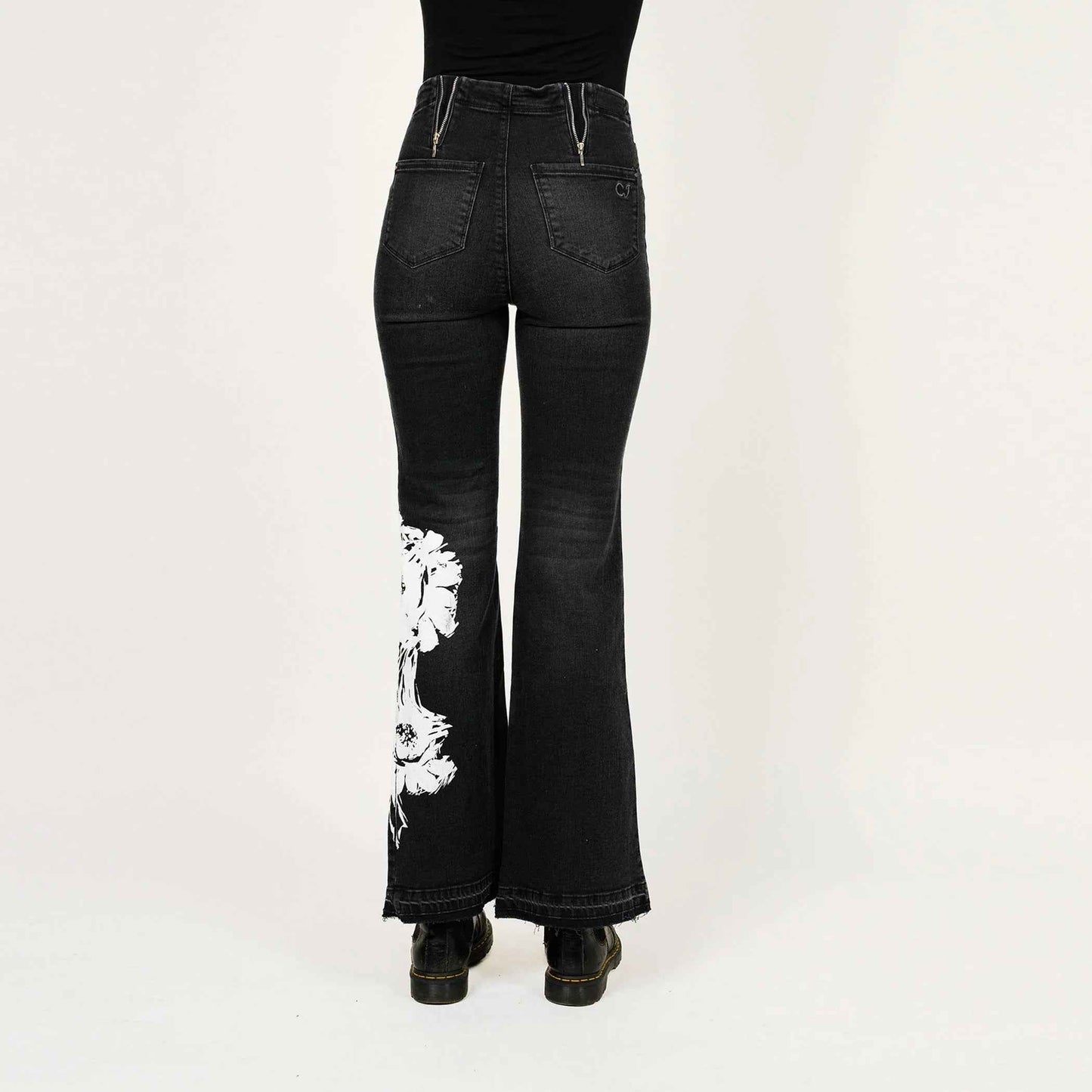 womans jeans Print Leg Boot Cut Jeans