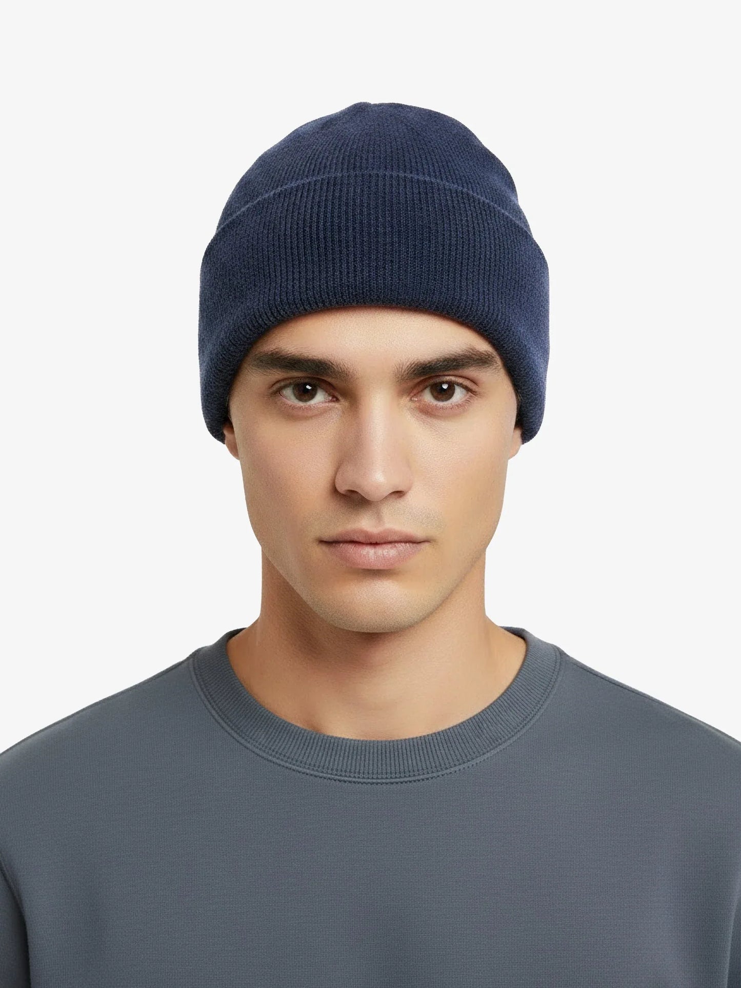 Cashmere-Cuff-Beanie-Carbon-Blue-model-male - shoponestop.store