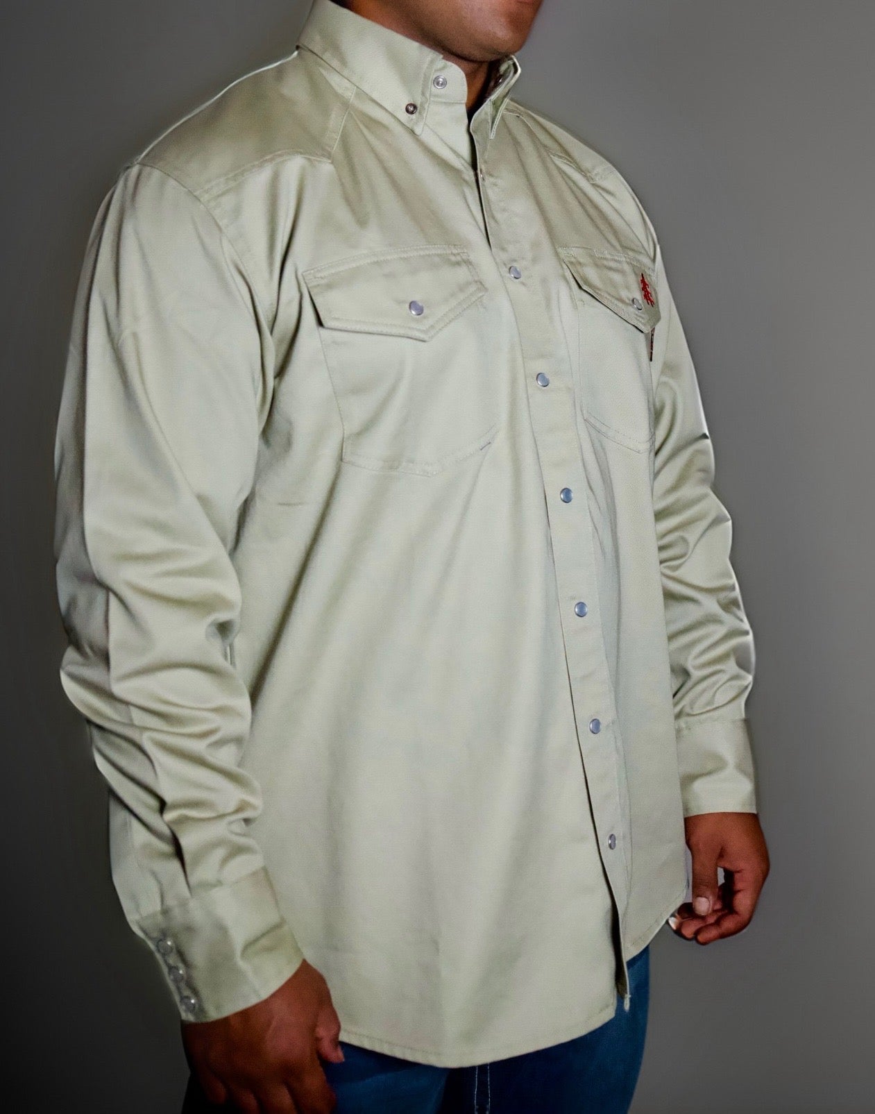 FR Western Style Pearl Snap - Khaki