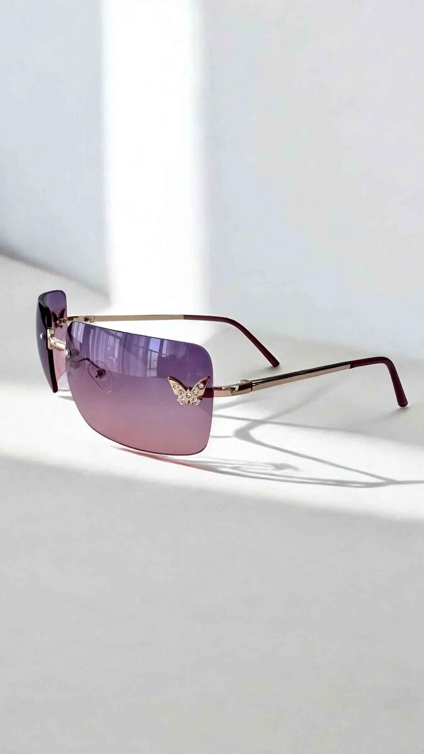 Papillon Butterfly Accent Black Metal Frame Sunglasses for Women
