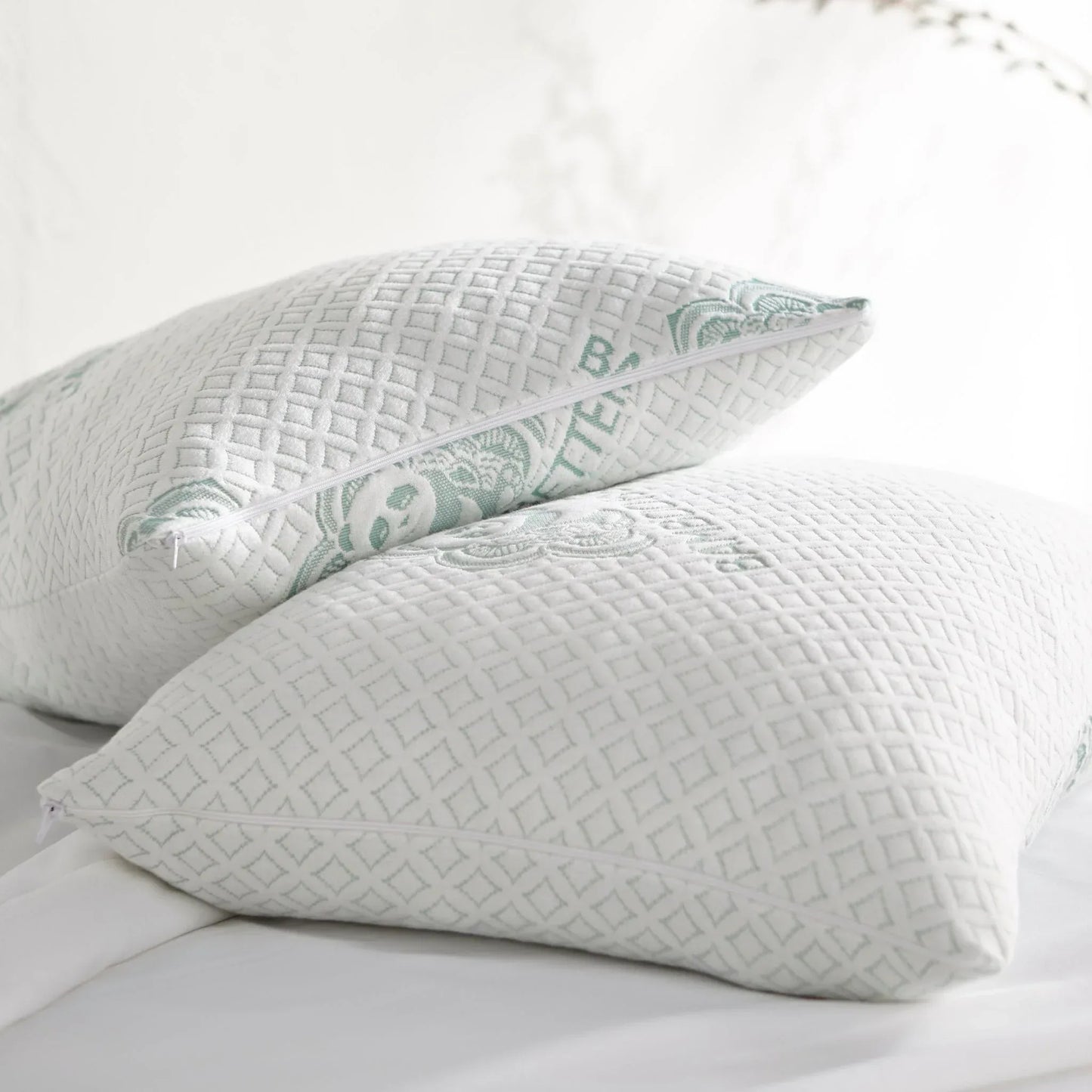 adjustable-bamboo-cooling-pillows-queen-pair-white-bed - shoponestop.store