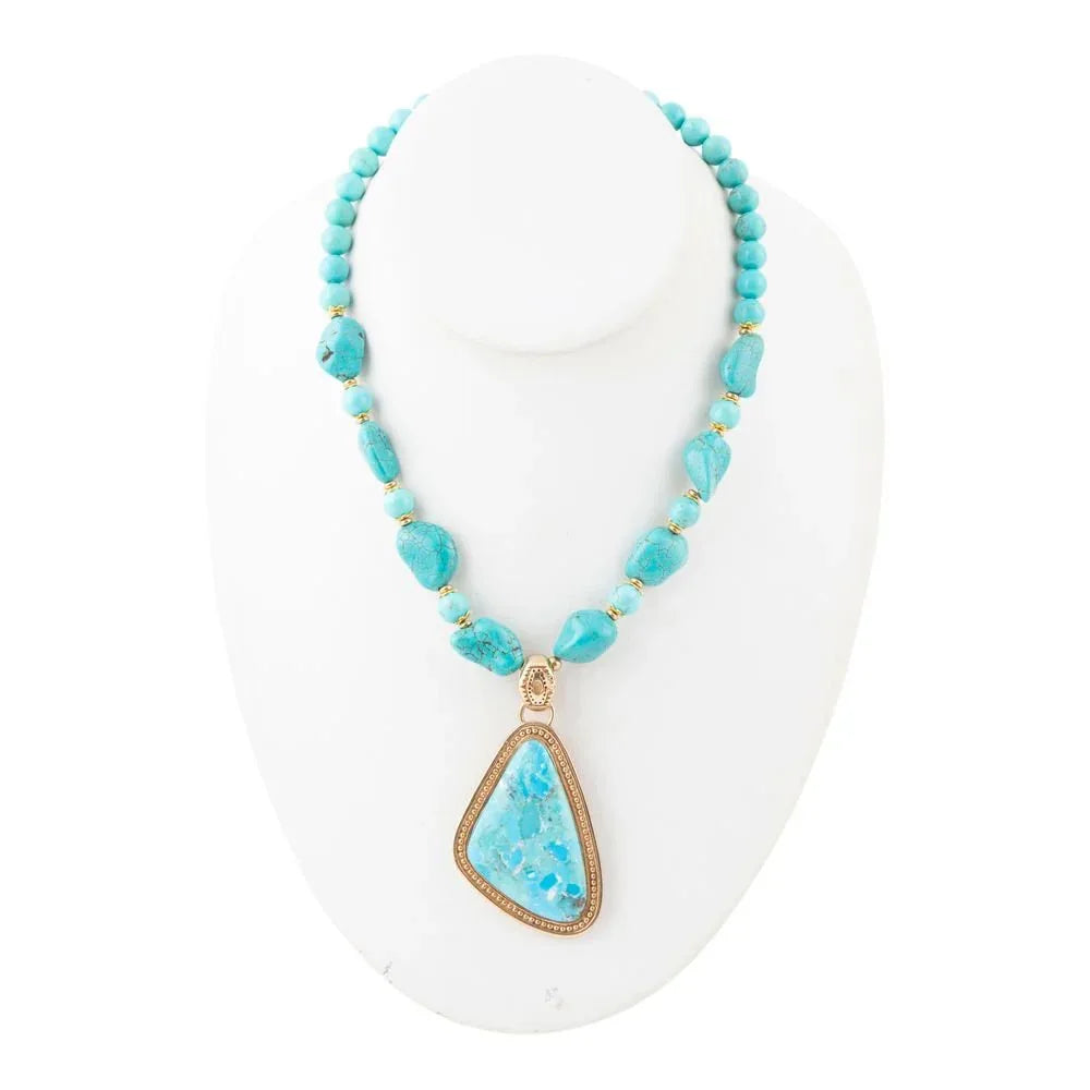 blue-turquoise-triangle-golden-pendant-necklace-900495 - shoponestop.store