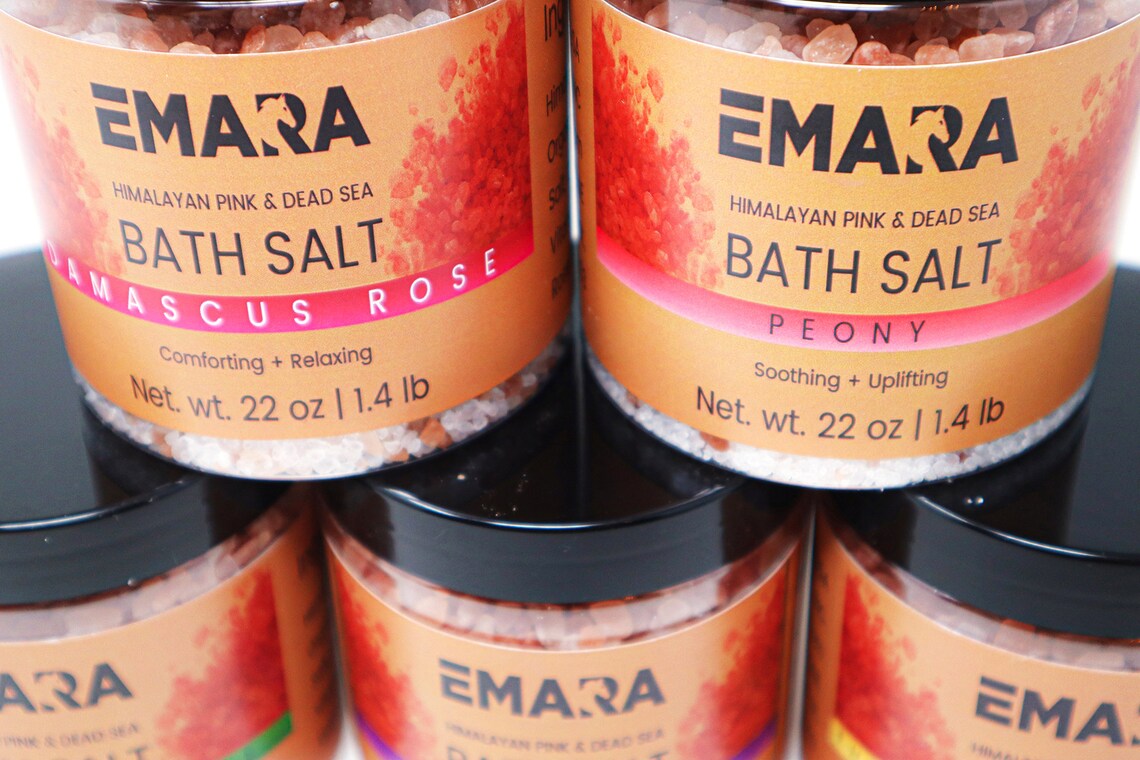 5 Bath Salt Spa Gift Set - Luxury Himalayan Pink and Dead Sea Salt Bath Soak