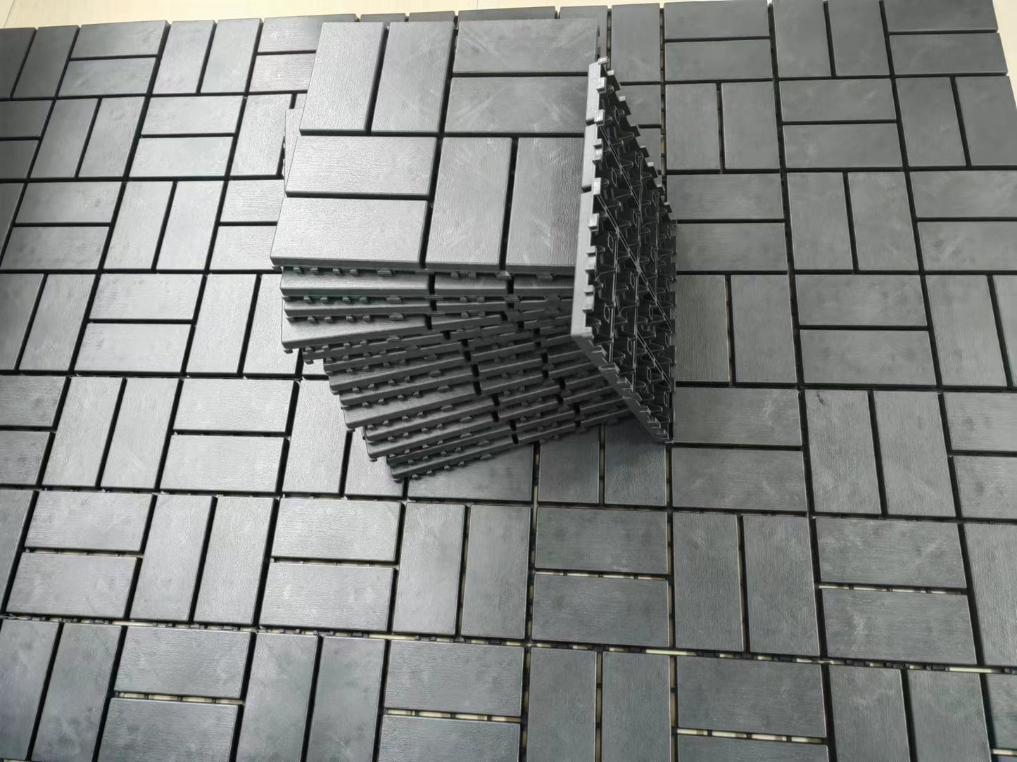 Plastic interlocking deck tiles, 36 pieces, 12-inch x 12-inch waterproof terrace tiles