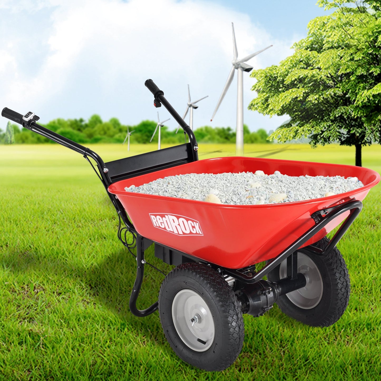 Red Rock Wheelbarrow Utility Cart Electric Powered AGM Battery 330lbs