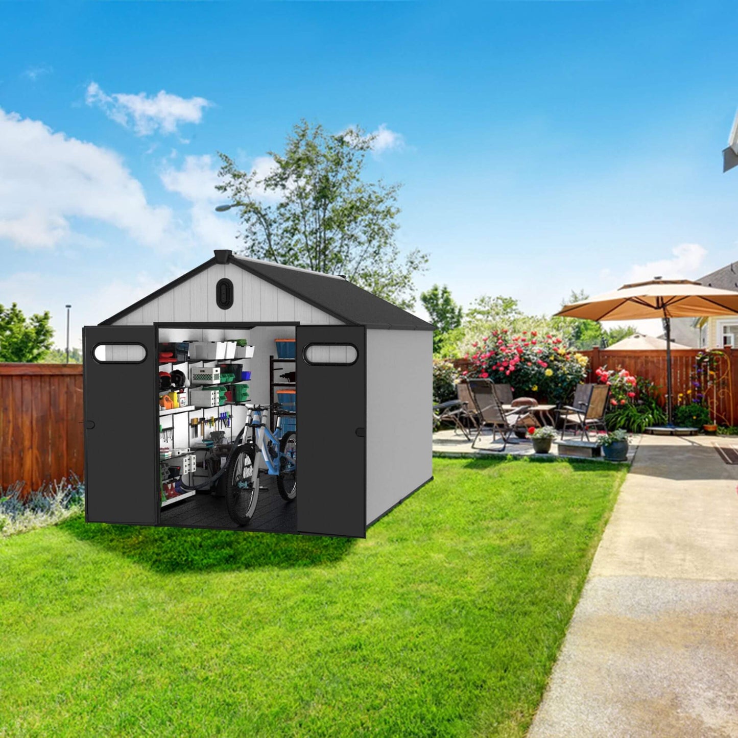 Large Storage Shed with Reinforced Floor and Lockable Doors