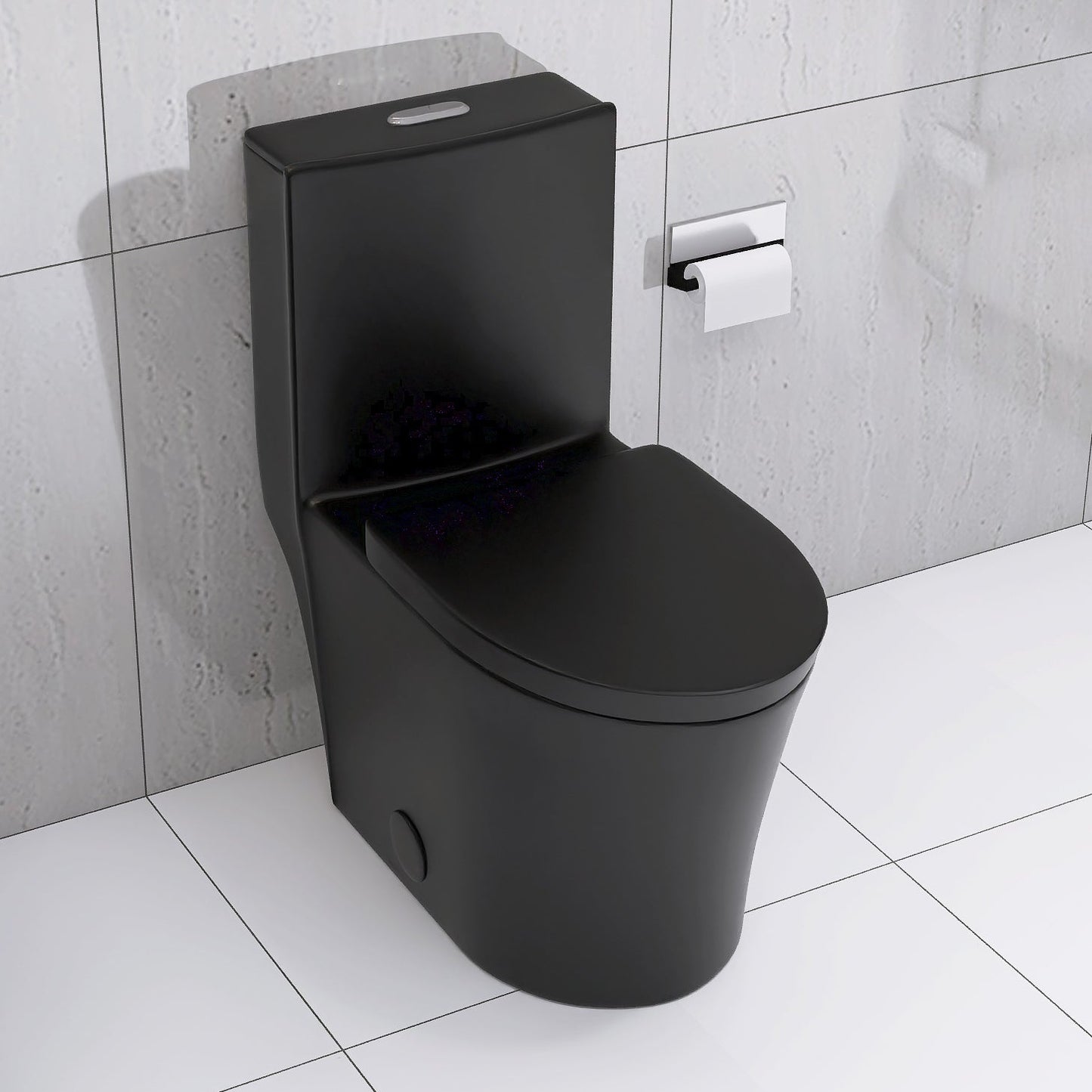 Matte Black Elongated One Piece Toilet Dual Flush