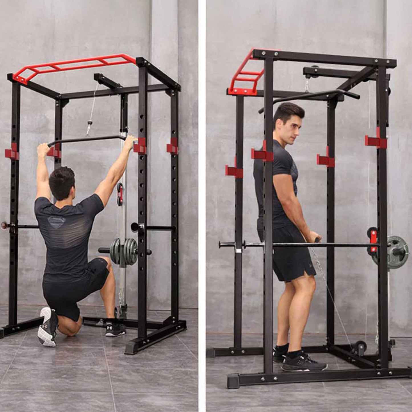 Multi-Functional Barbell Rack Squat Cage with Weight Bench