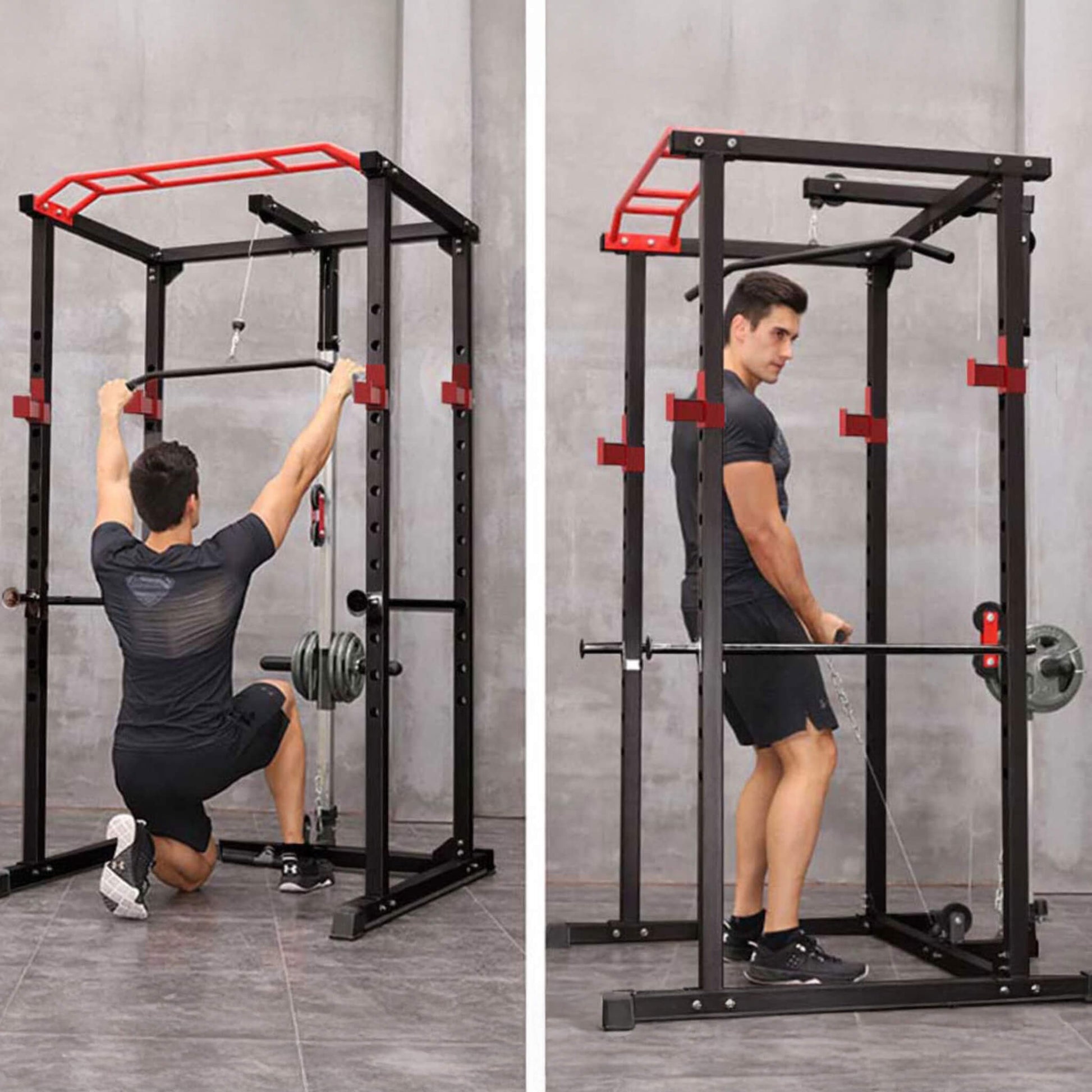 Multi-Functional Barbell Rack Squat Cage with Weight Bench