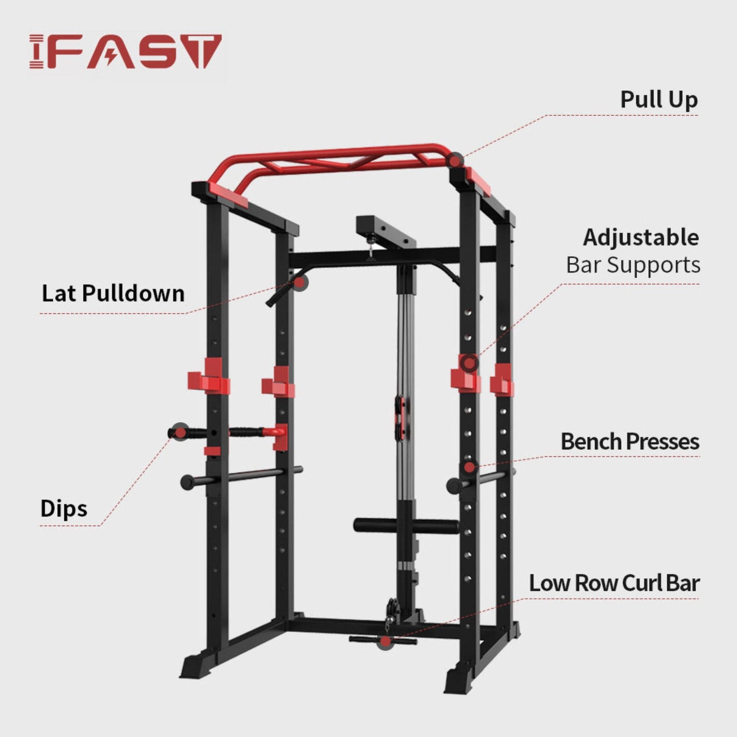 Multi-Functional Barbell Rack Squat Cage with Weight Bench