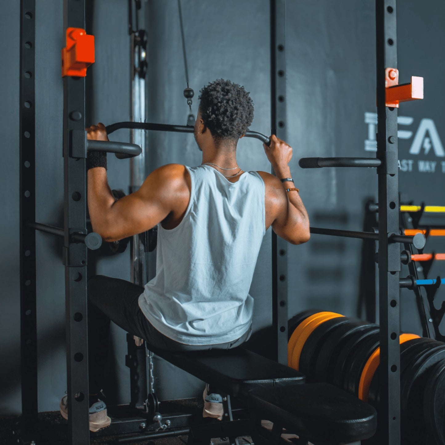 1000LBS Multi-Functional Barbell Rack Squat Power Cage with Weight Bench