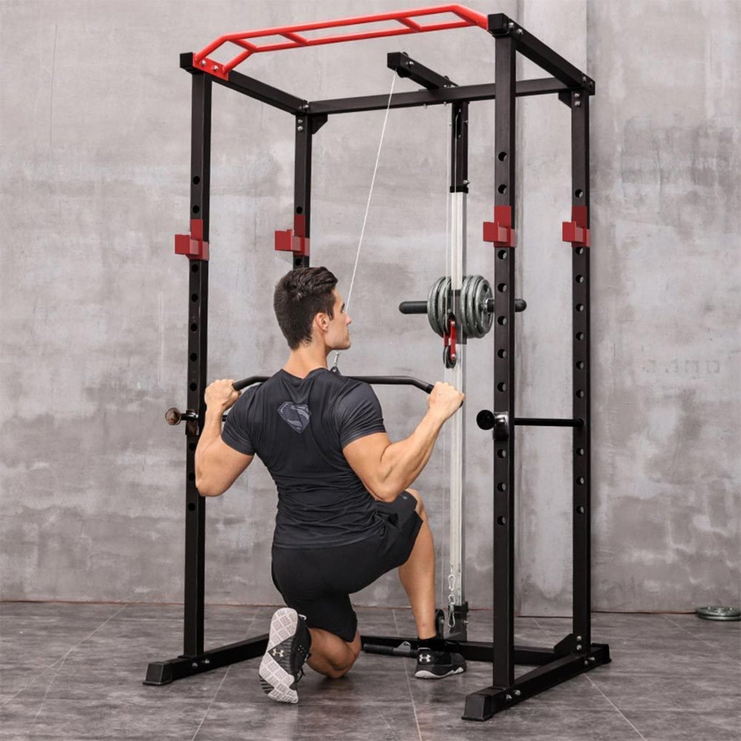 Multi-Functional Barbell Rack Squat Cage with Weight Bench
