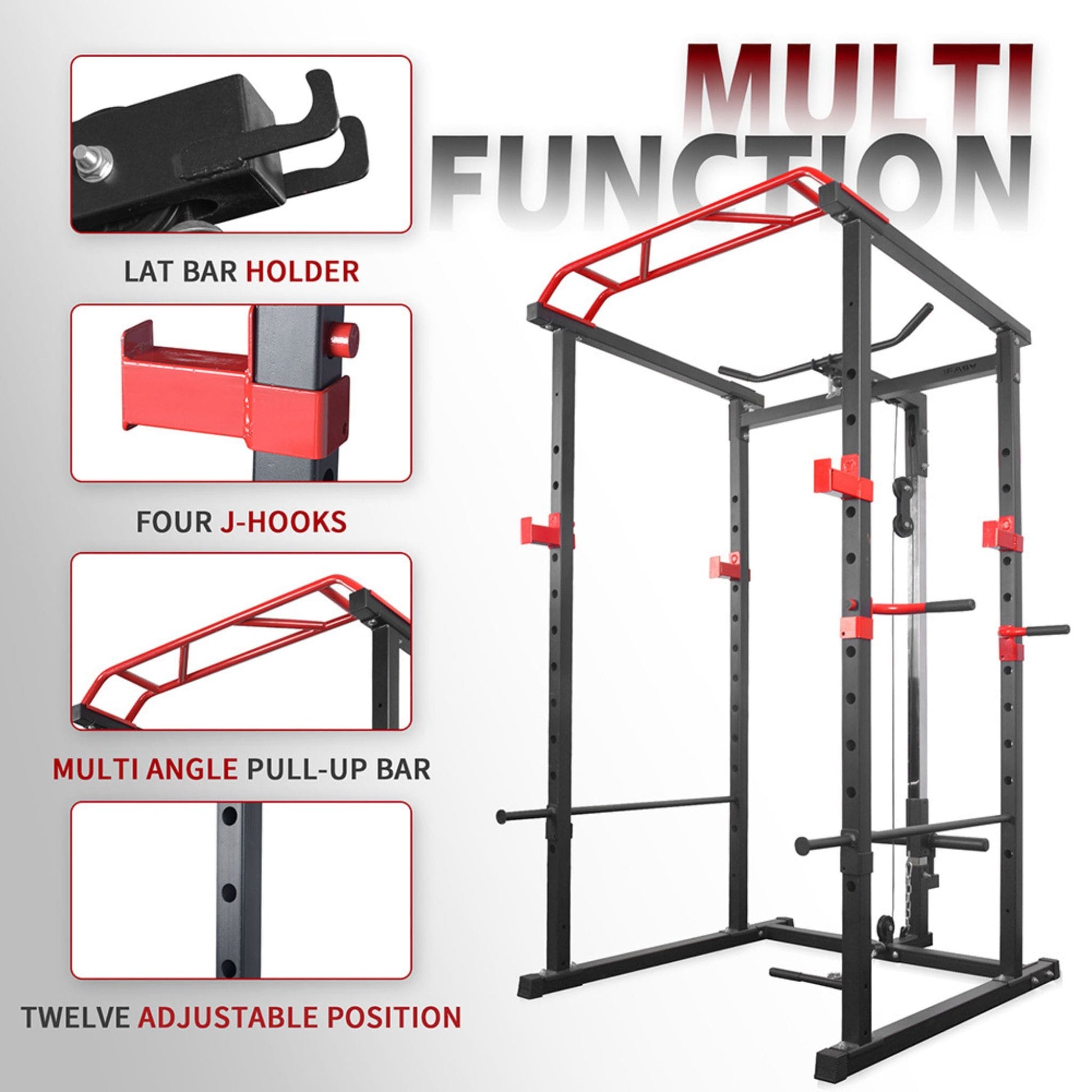 Multi-Functional Barbell Rack Squat Cage with Weight Bench