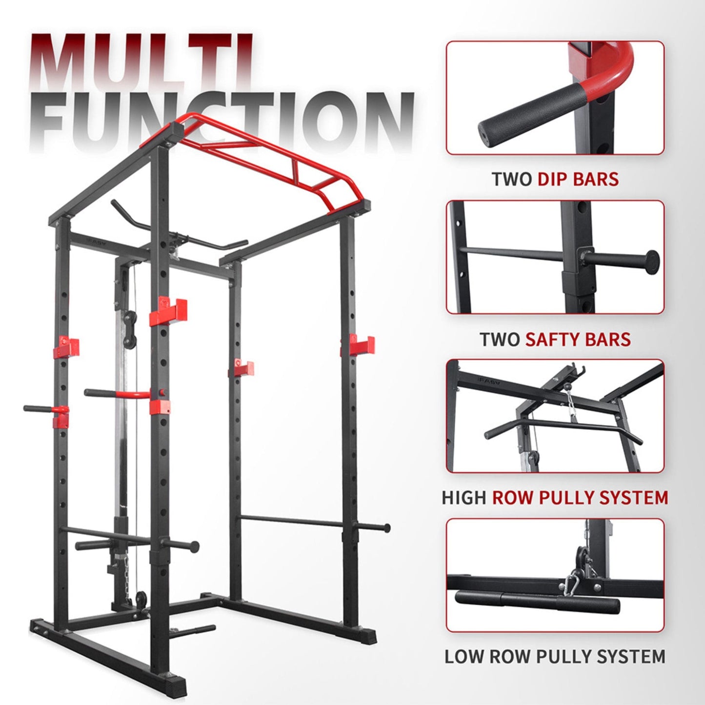 Multi-Functional Barbell Rack Squat Cage with Weight Bench