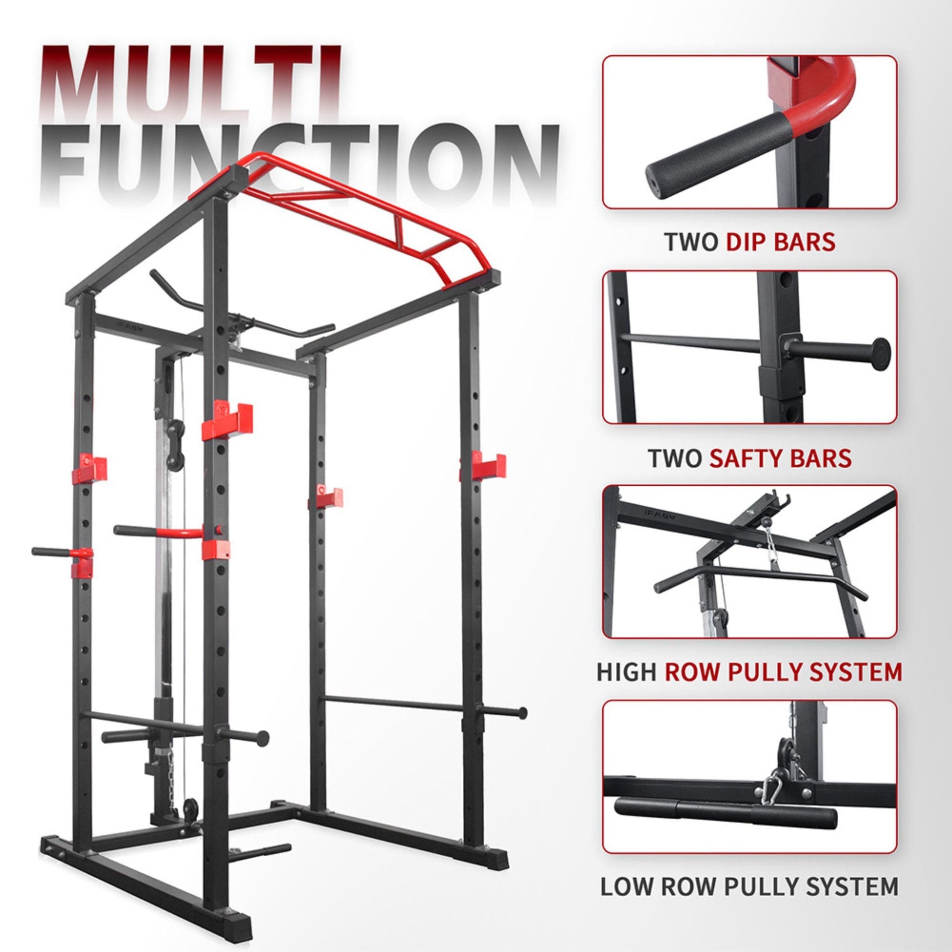Multi-Functional Barbell Rack Squat Cage with Weight Bench