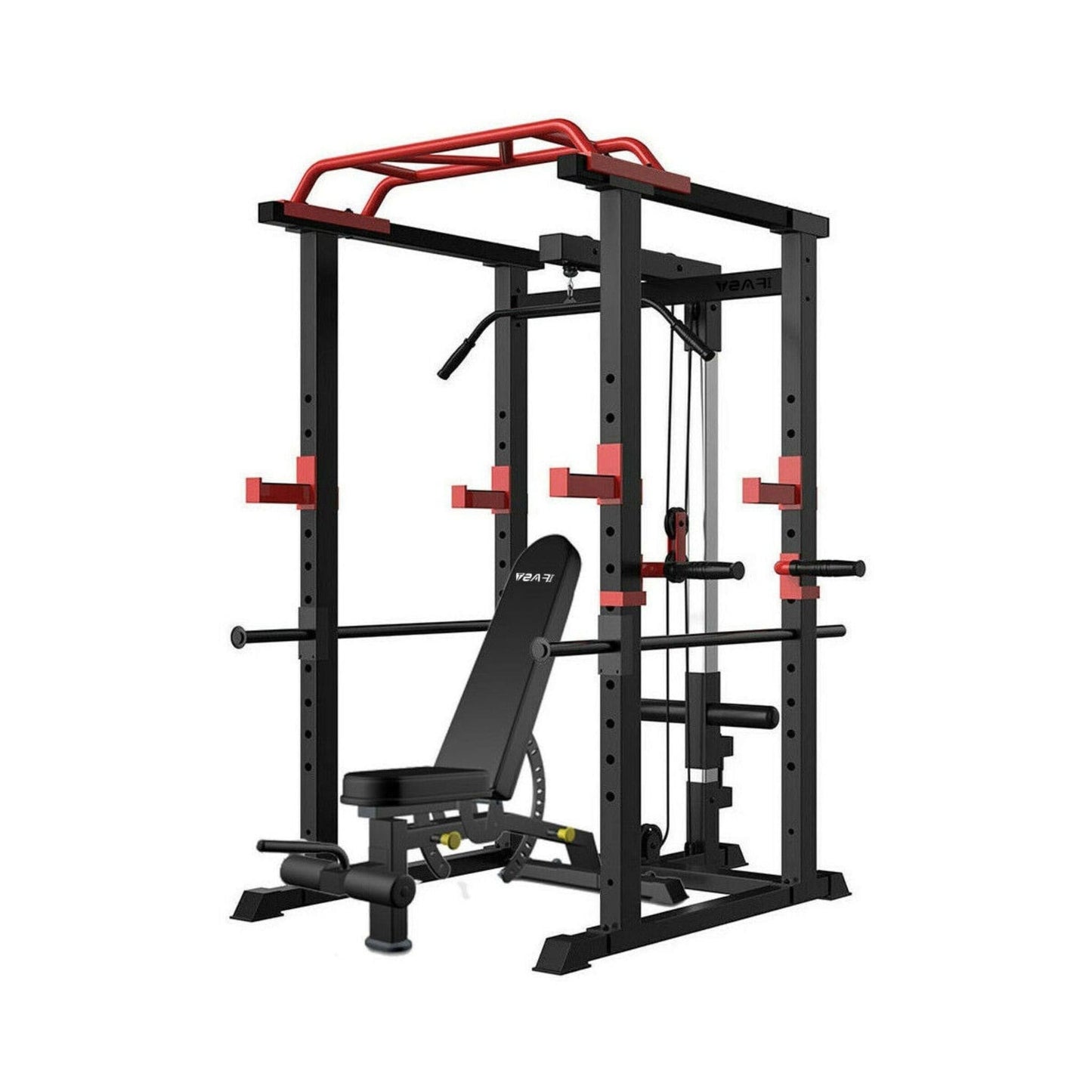 Multi-Functional Barbell Rack Squat Cage with Weight Bench