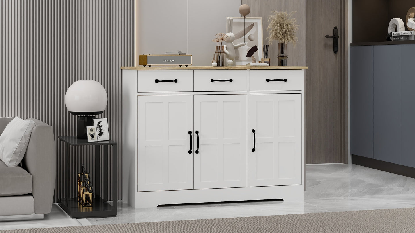 Farmhouse Buffet Cabinet Storage Sideboard with 3 Drawers and 3 Doors