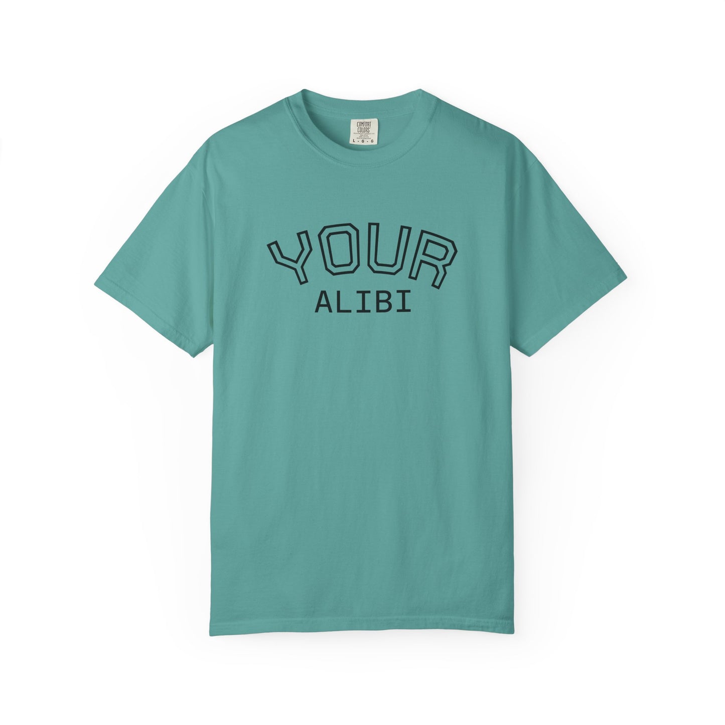 T-Shirt: Your Alibi Retro Collegiate Graphic Tee