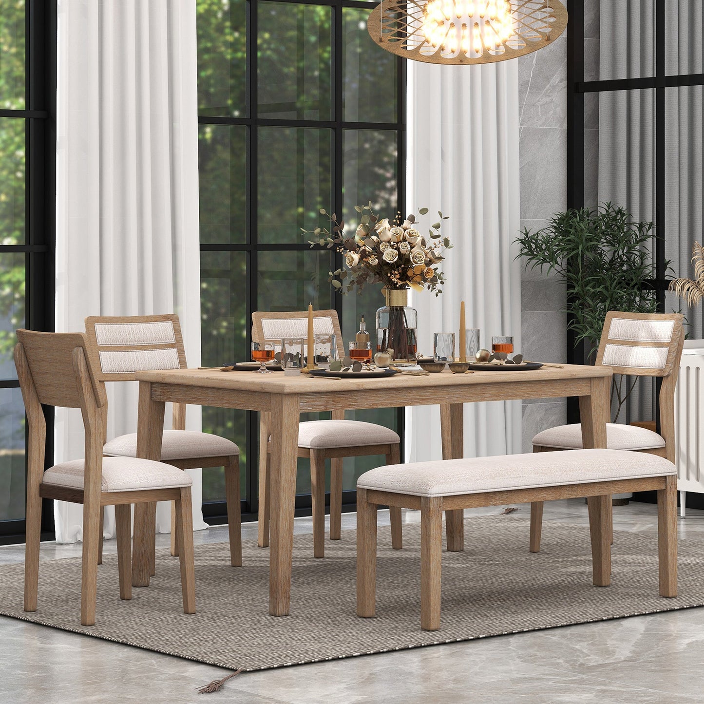 TREXM Classic and Traditional Style 6 - Piece Dining Set