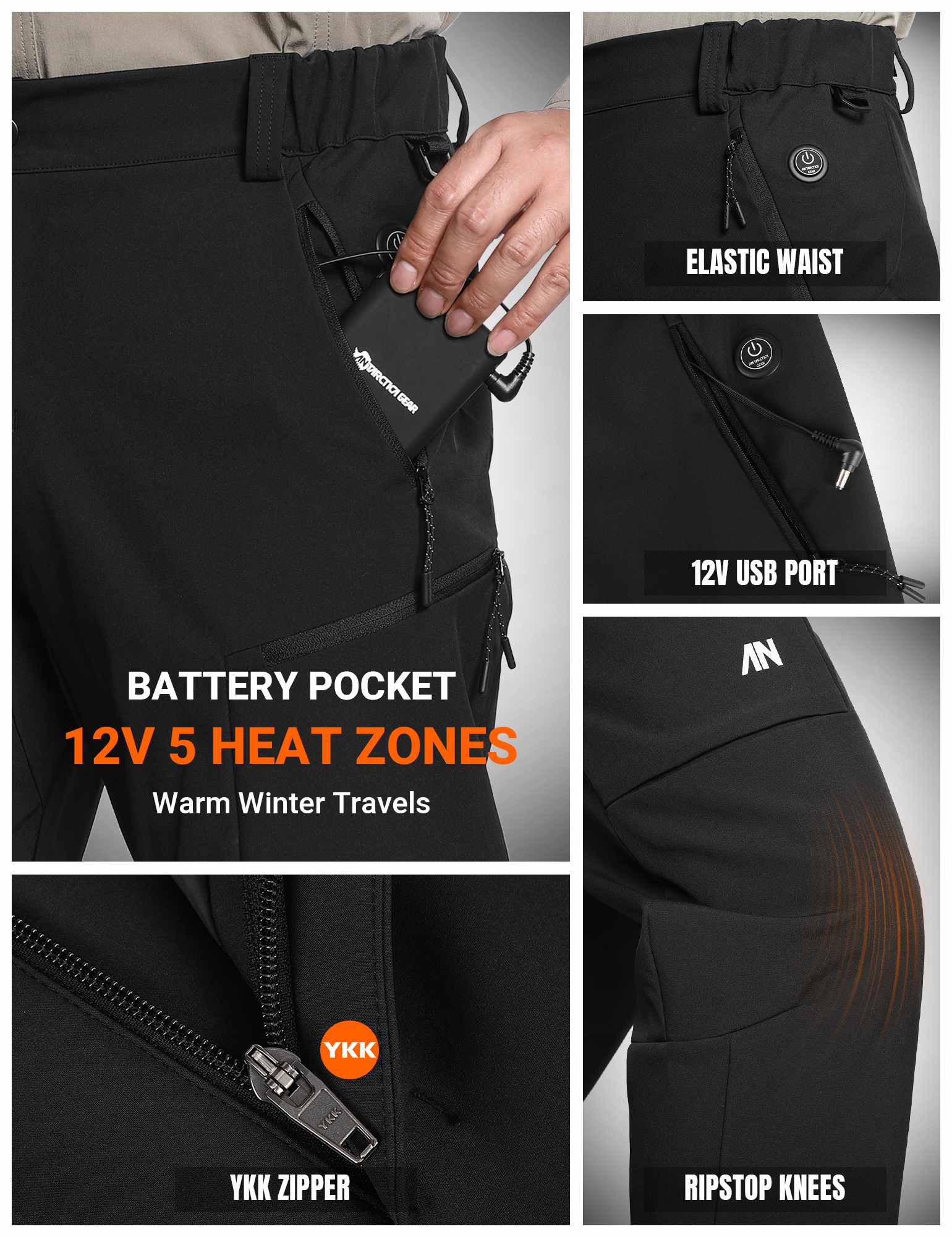 ANTARCTICA GEAR Heated Pants for Men, with 12V Battery