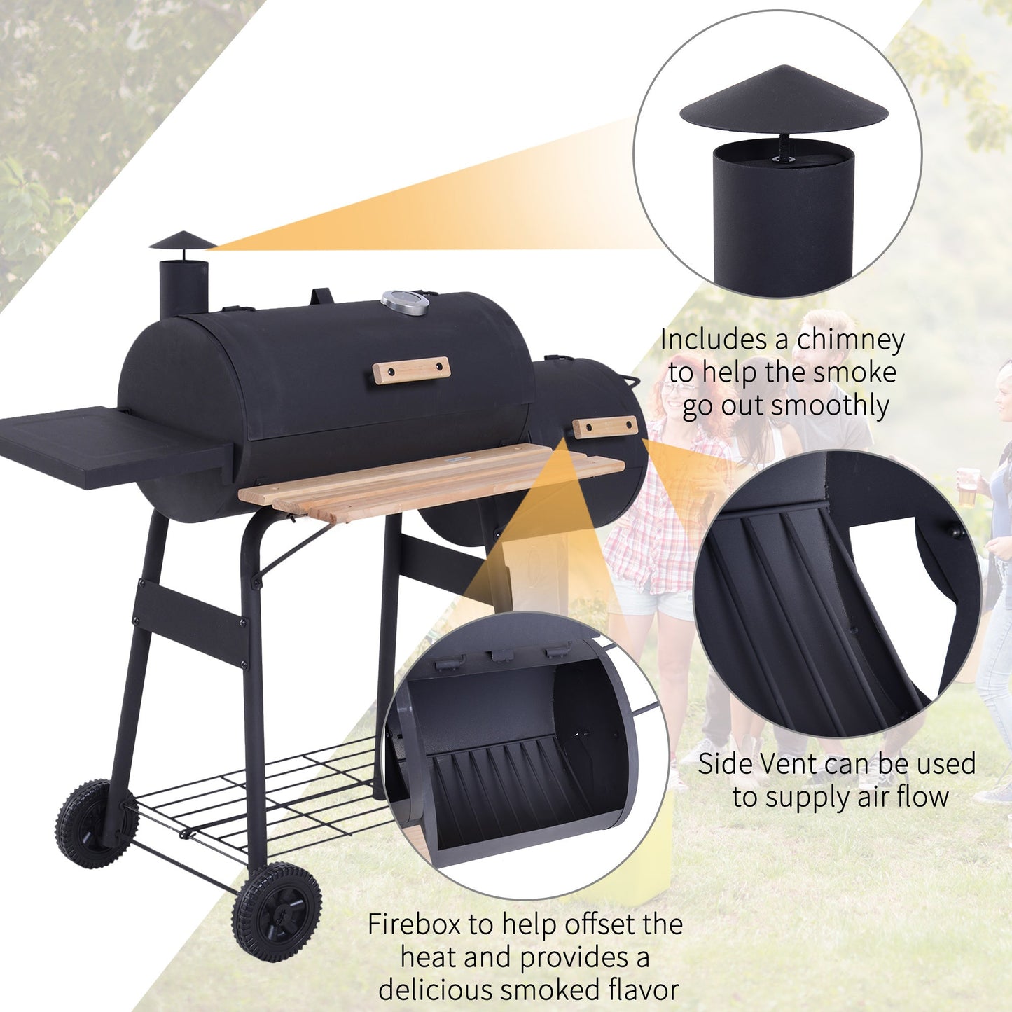 Outsunny 48' Steel Portable Backyard Charcoal BBQ Grill