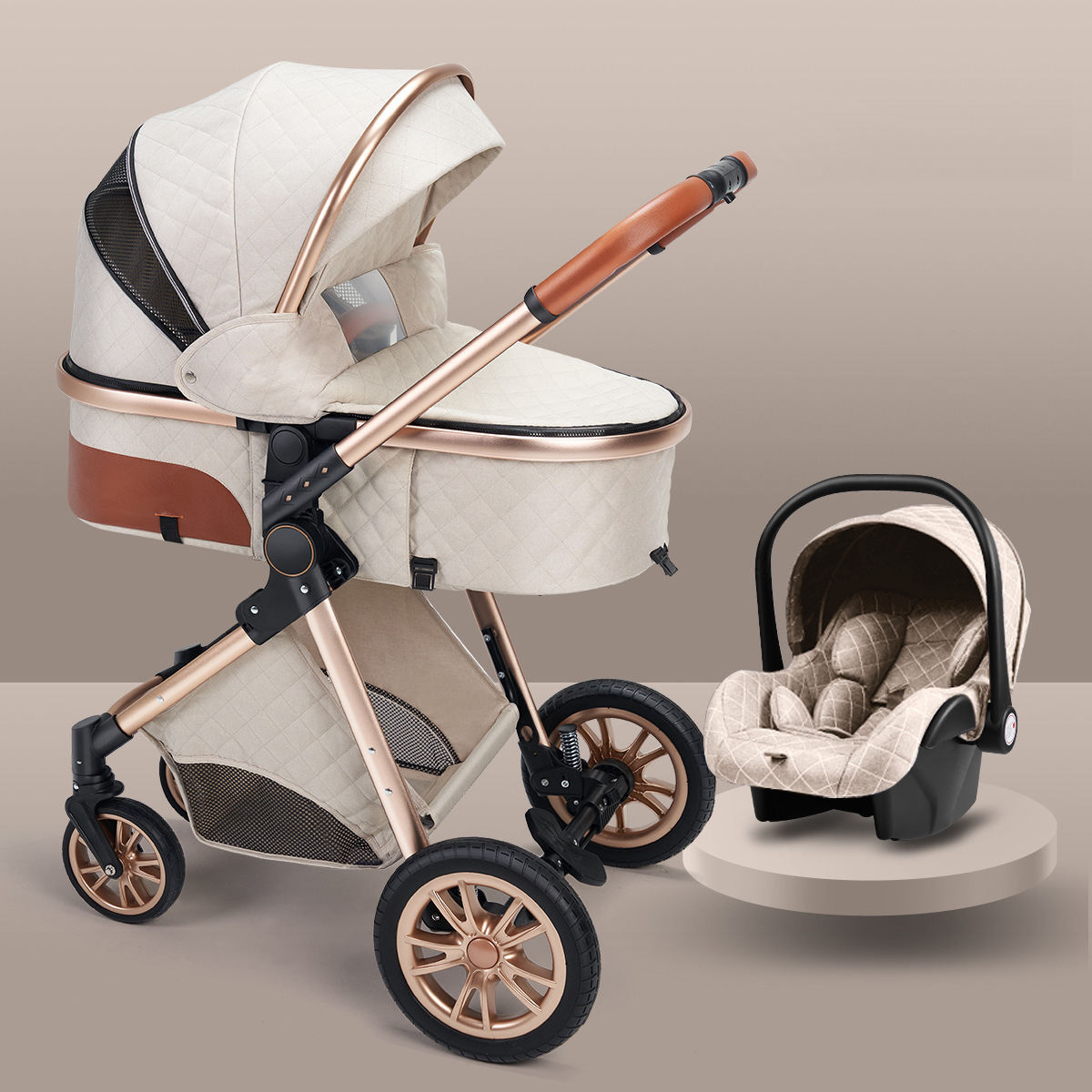 High landscape baby stroller that can sit or lie down lightweight folding