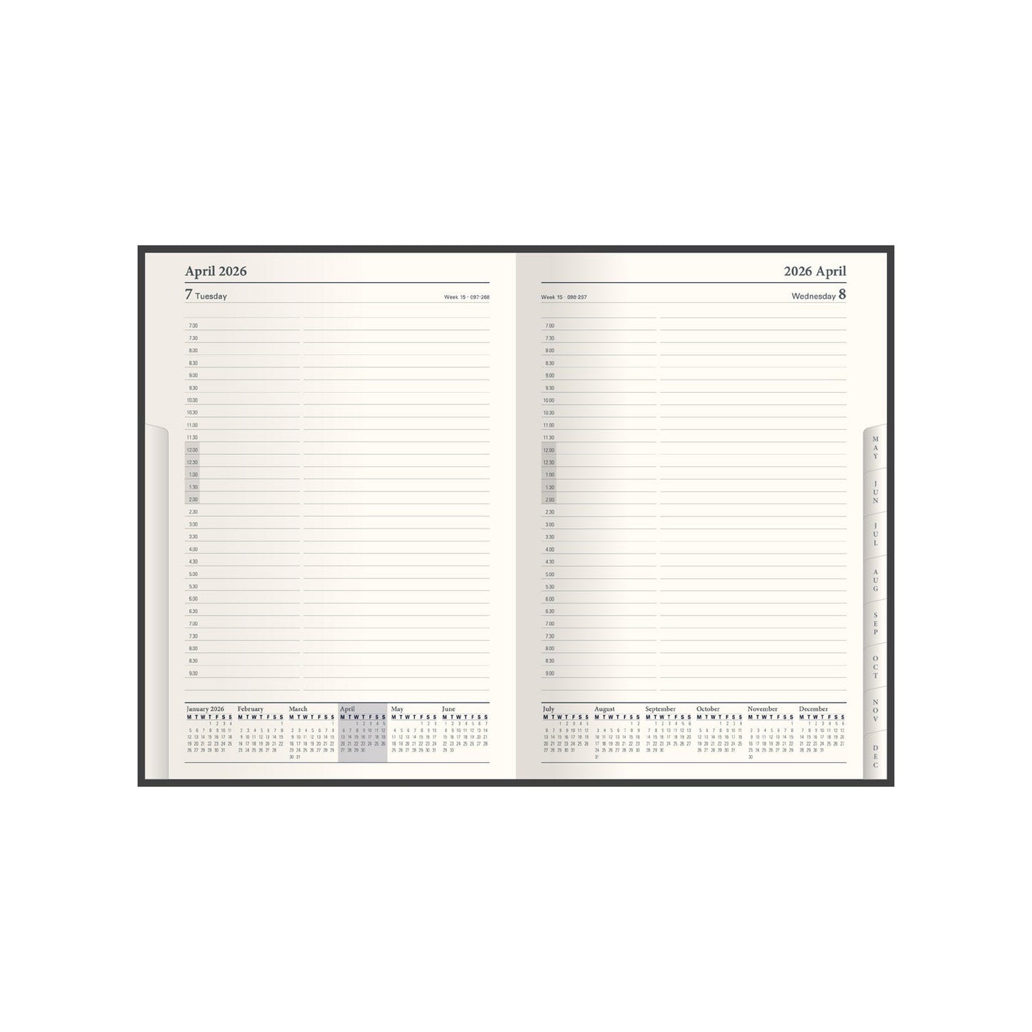 Classic - Compact Day-to-Page Diary with Appointments - 2026 Calendar Year Planner