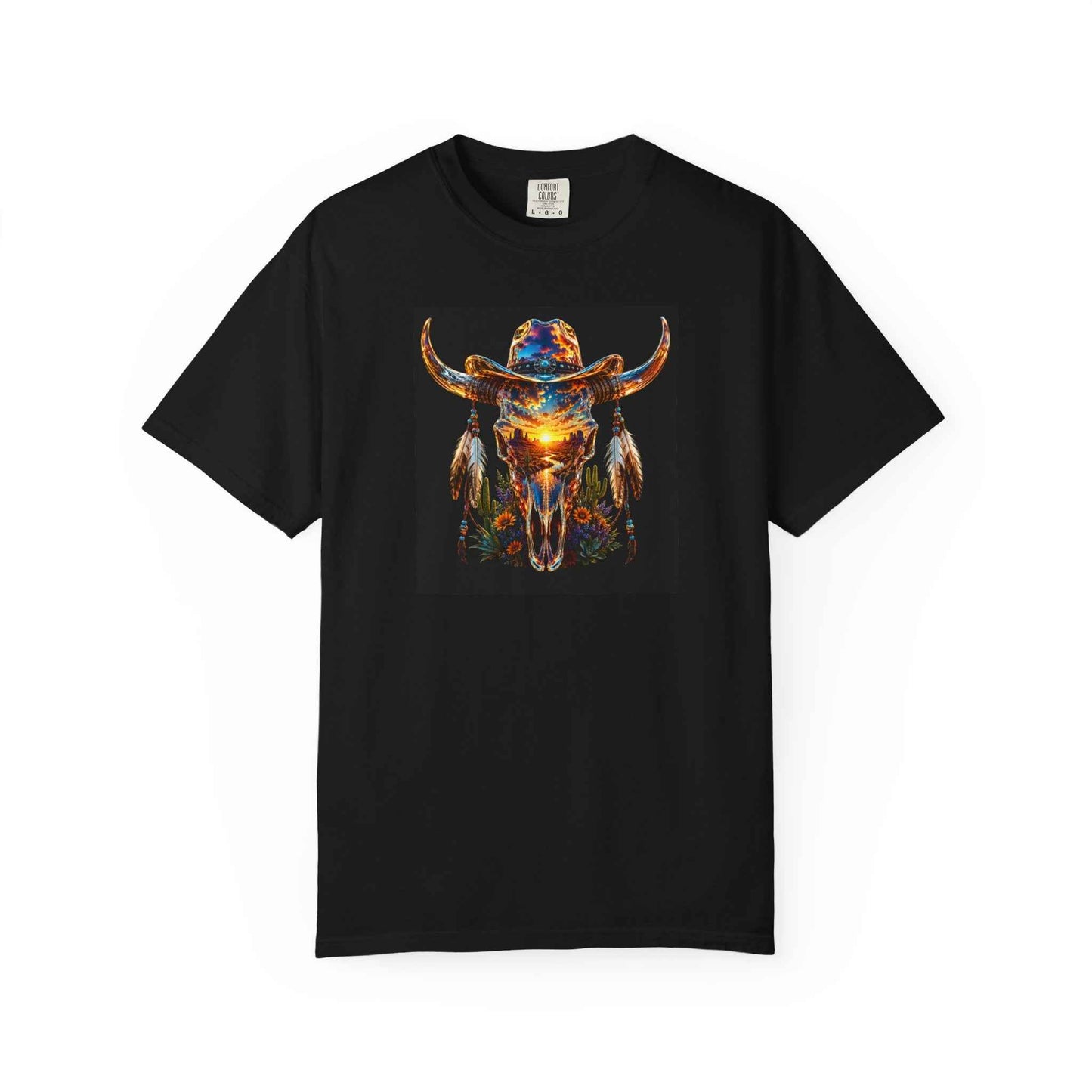 Bull Skull Graphic T-Shirt — Neon Western Skull Tee