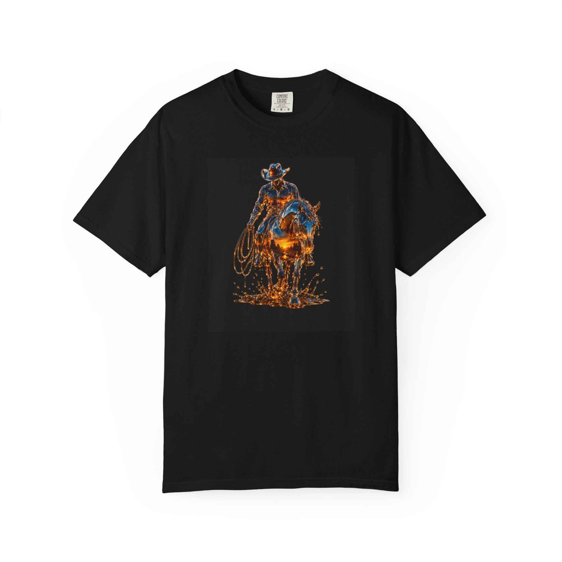 Fiery Cowboy T-Shirt — Neon Flame Western Graphic Tee