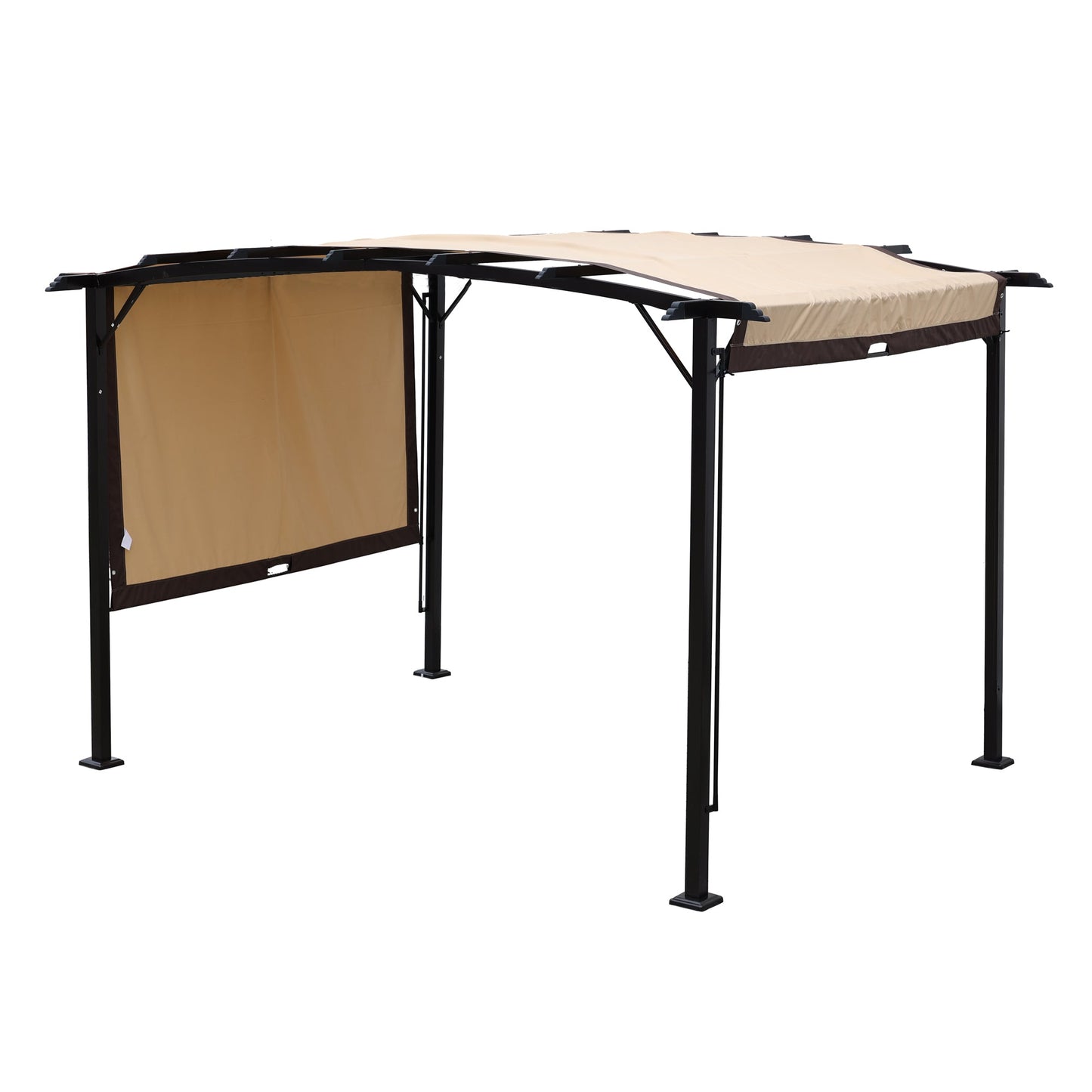 12 x 9 Ft Outdoor Pergola Patio Gazebo, Retractable Shade Canopy