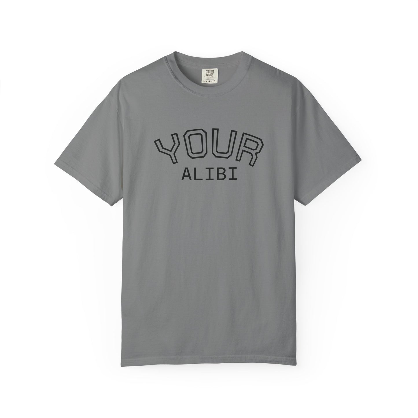 T-Shirt: Your Alibi Retro Collegiate Graphic Tee