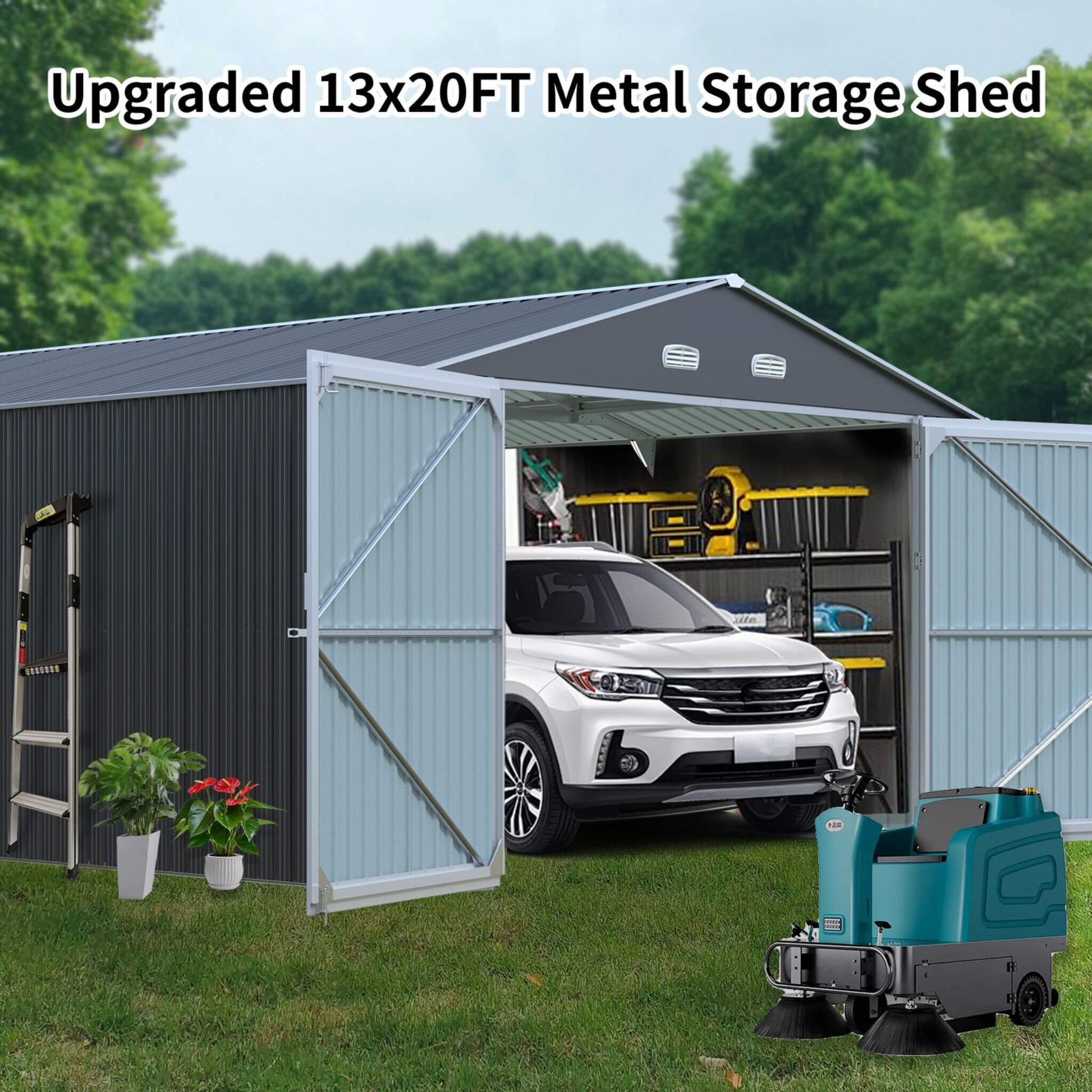 Large Heavy Duty Outdoor Metal Storage Shed Double Doors
