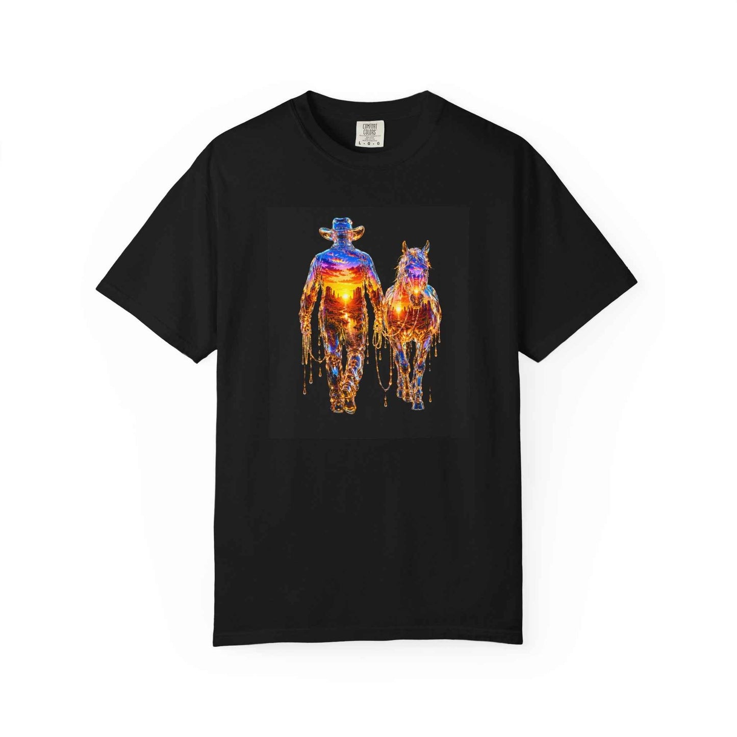 Sunset Cowboy T-Shirt — Vintage Western Sunset Tee