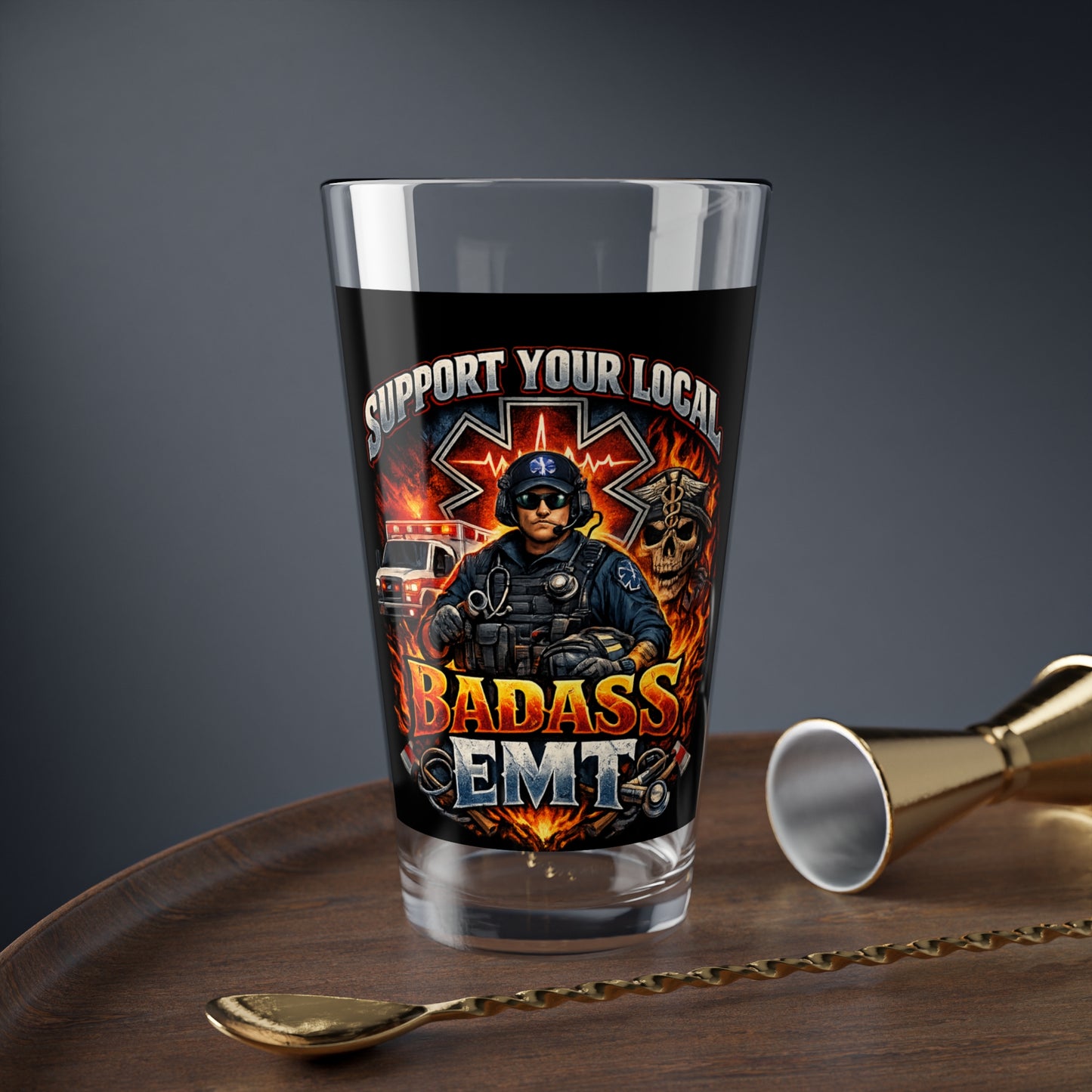 Pint Glass - EMT 16oz Mixing Glass for Paramedic Pride