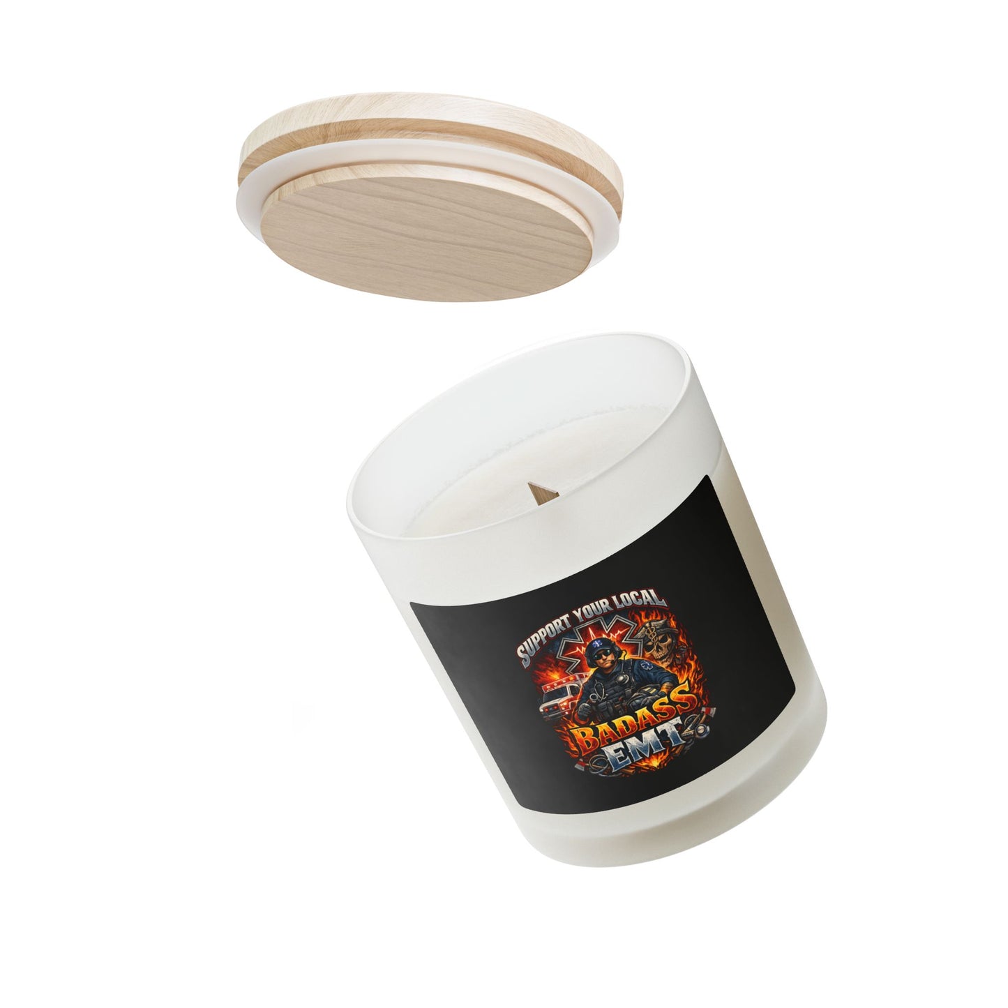 Candle – EMT Frosted Glass Candle — Support Your Local Paramedic, 11oz