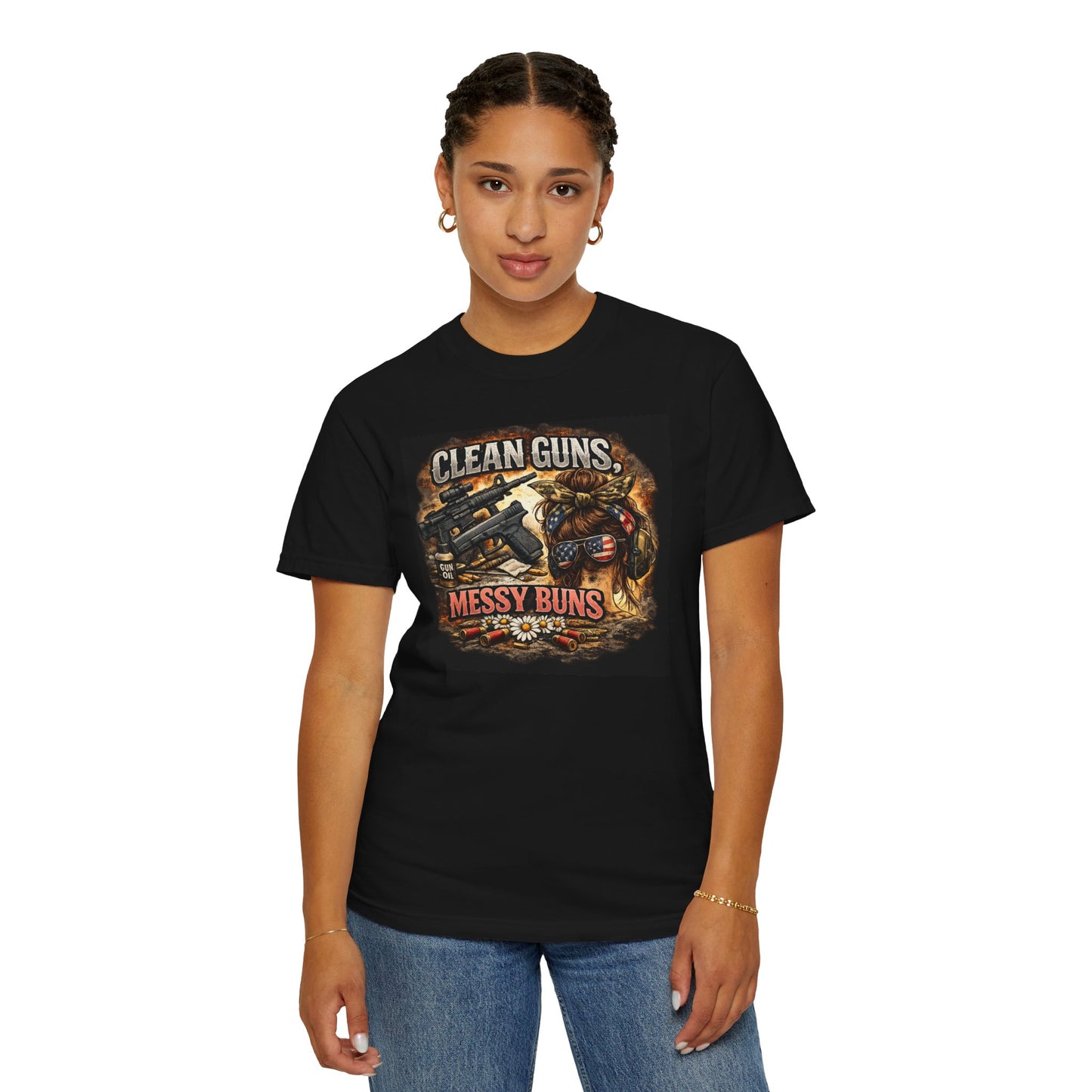 Clean Guns, Messy Buns Graphic Tee Country Shooting Shirt