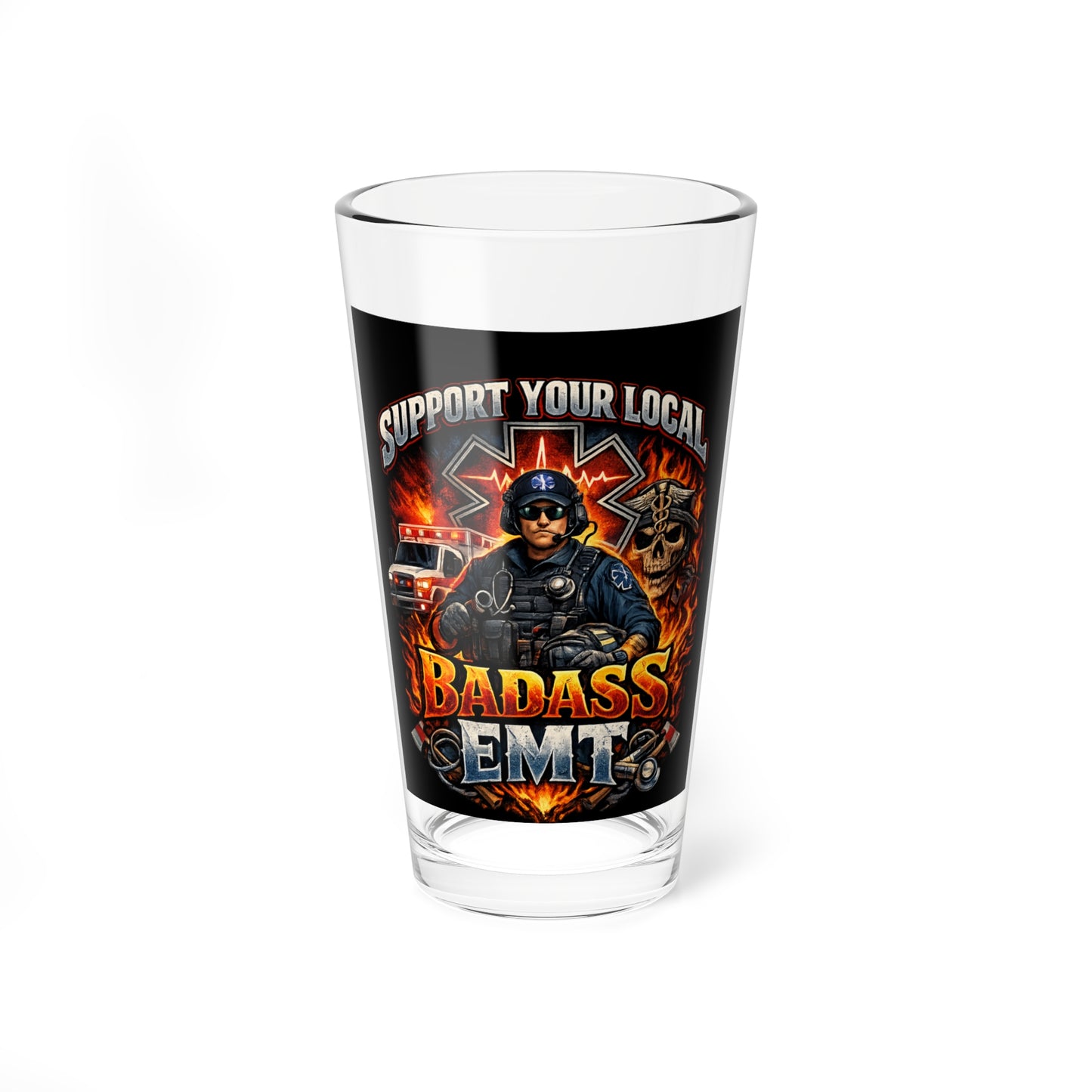 Pint Glass - EMT 16oz Mixing Glass for Paramedic Pride