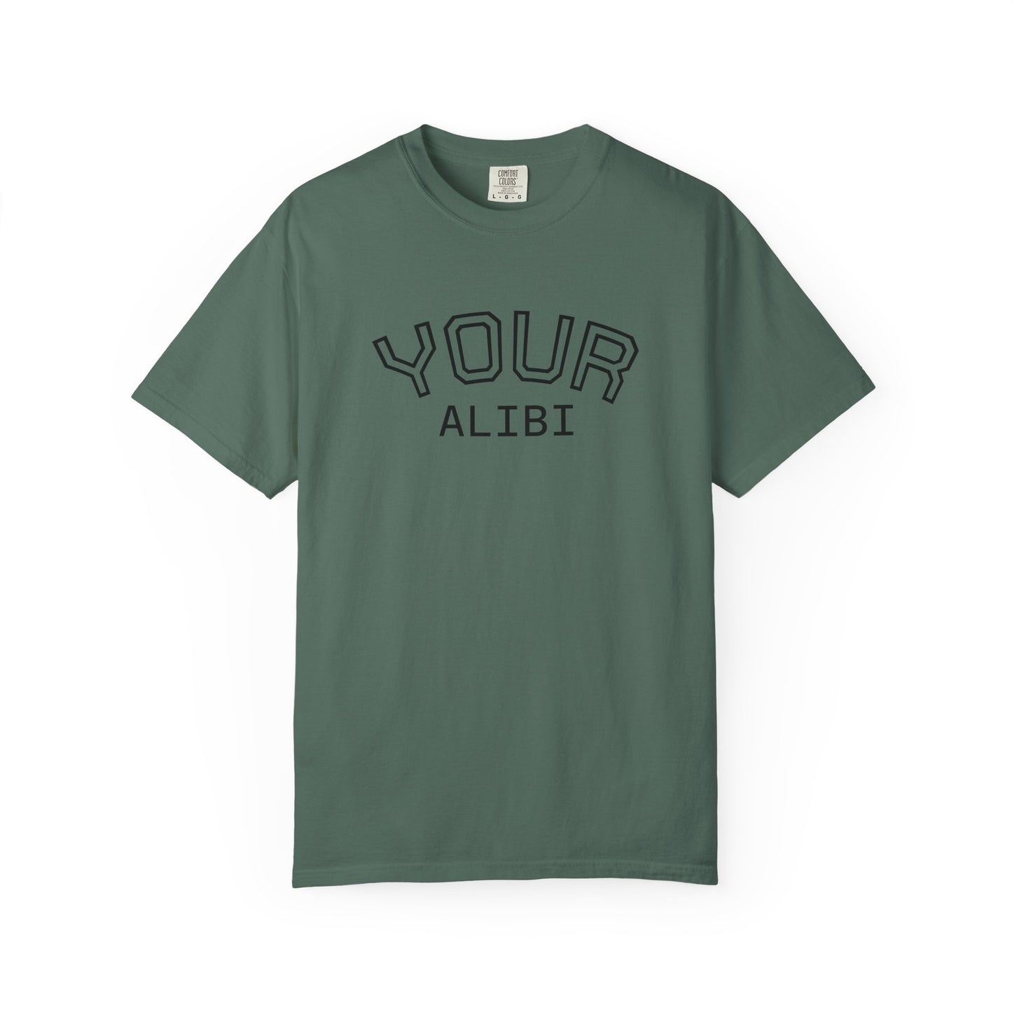 T-Shirt: Your Alibi Retro Collegiate Graphic Tee