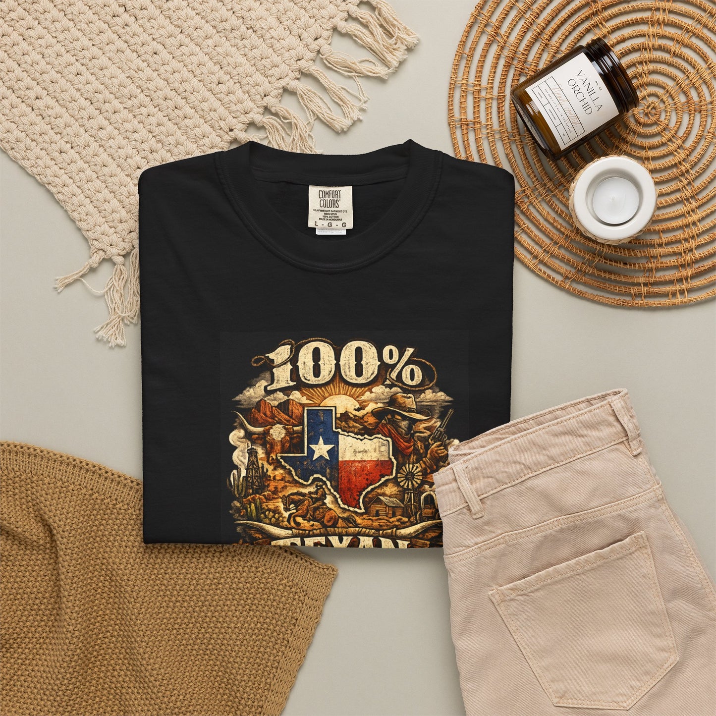 100% Texan T-Shirt — Texas Flag Western Graphic Tee