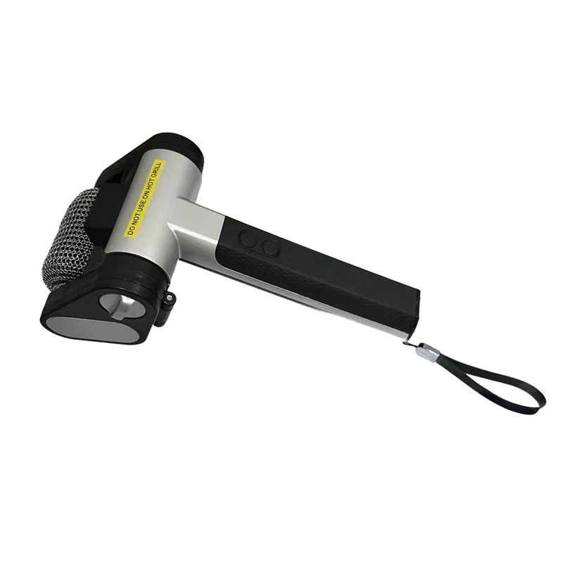 Rechargeable electric roller grill brush, stainless steel, replaceable heads