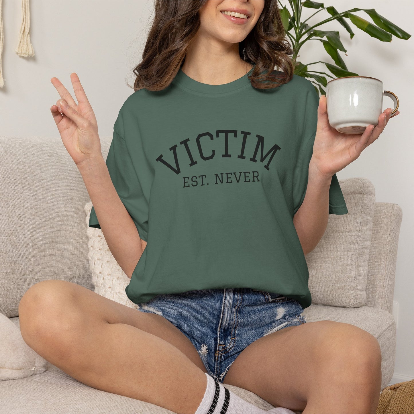 T-Shirt — Victim Est. Never Empowerment Graphic Tee