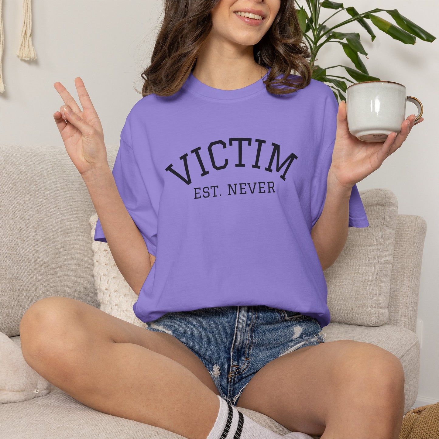 T-Shirt — Victim Est. Never Empowerment Graphic Tee