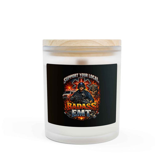 Candle – EMT Frosted Glass Candle — Support Your Local Paramedic, 11oz